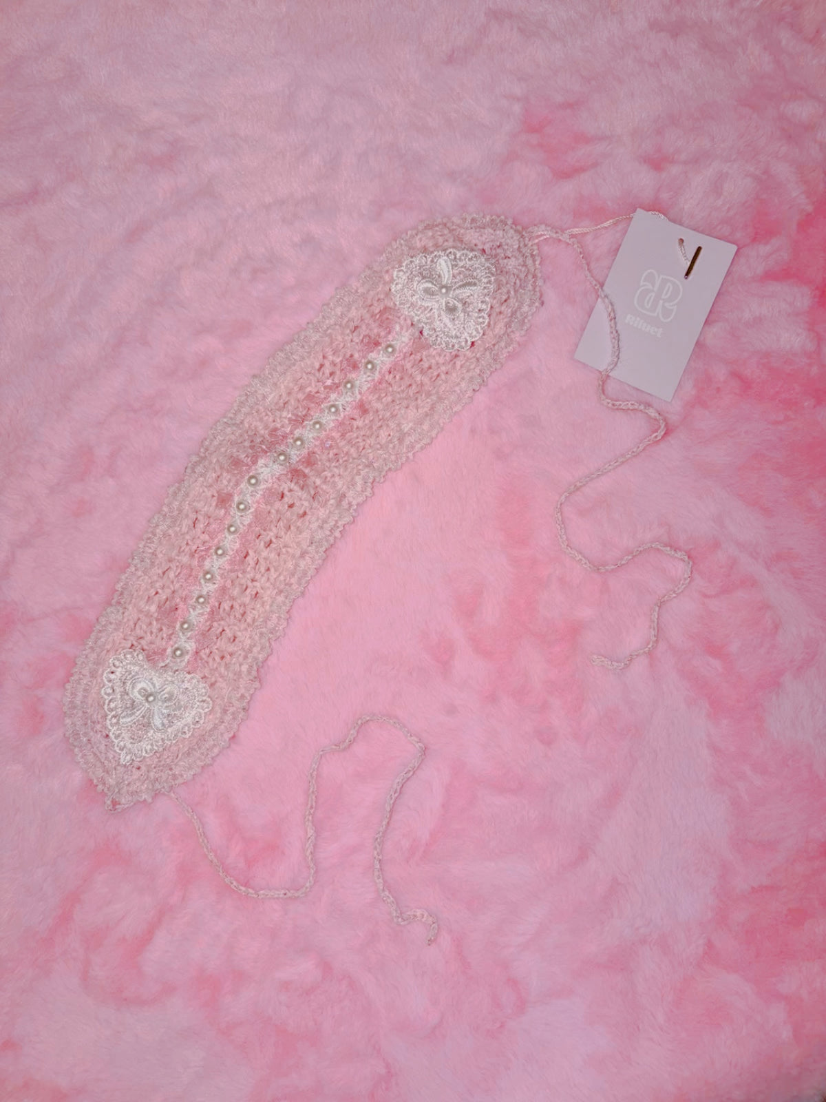 Riluet | Knitted Pink Heart Headdress