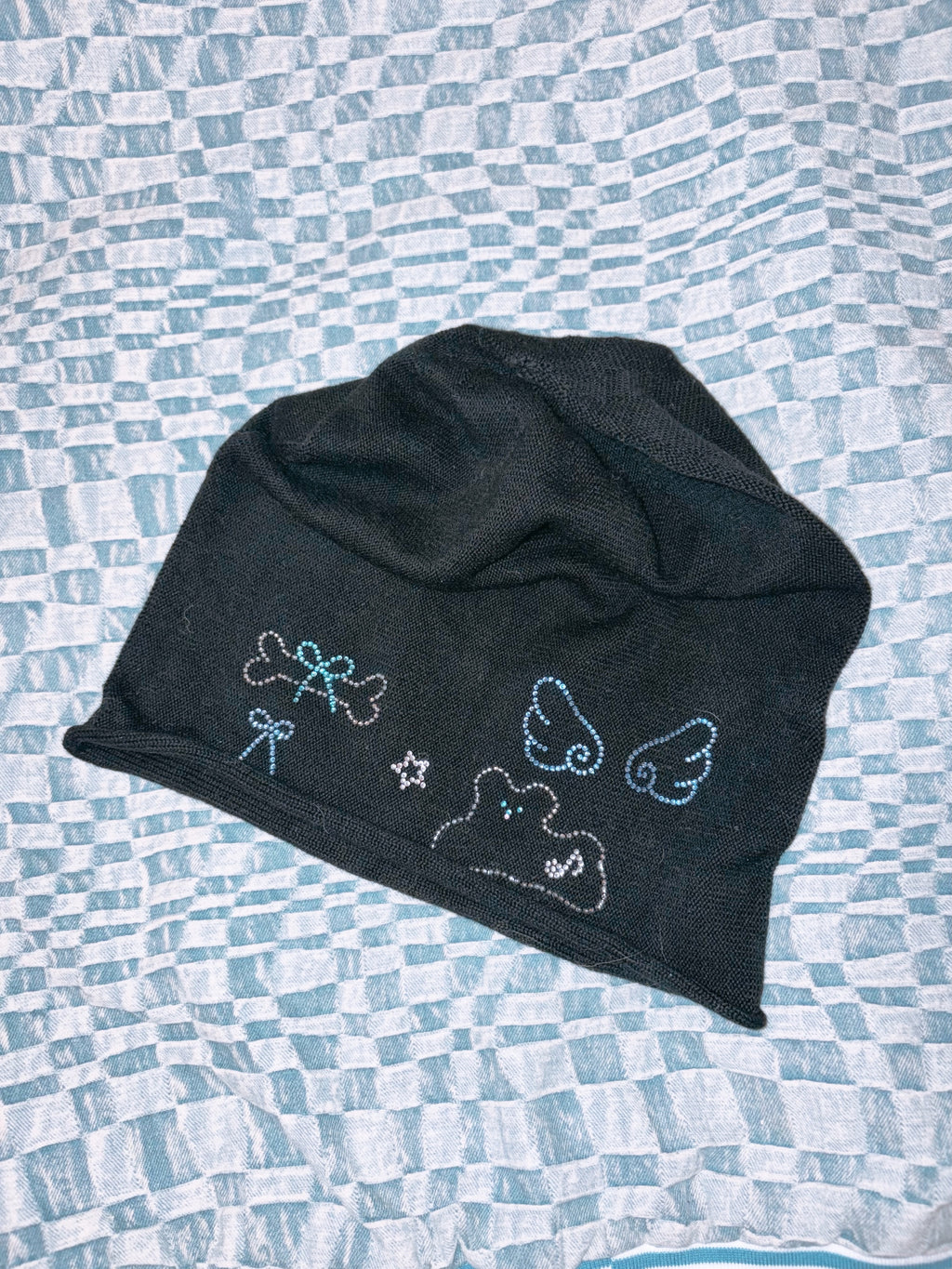 my little doggg | Handmade Sparkly Puppy Beanie(black)