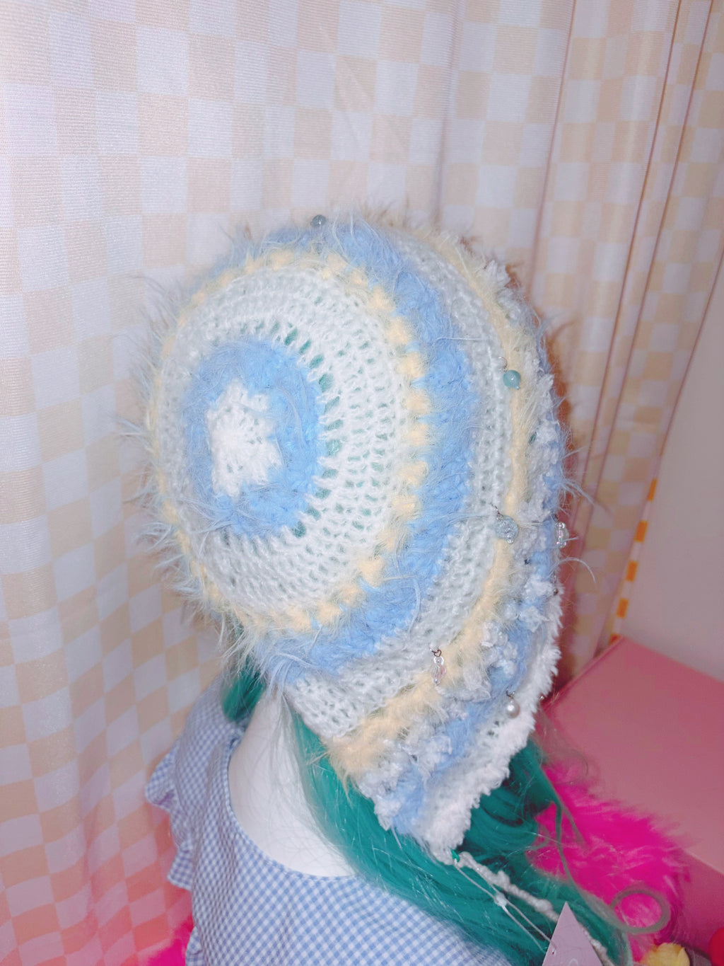 Riluet | Knitted Kira Kira Hat with Beads - Blue x Yellow