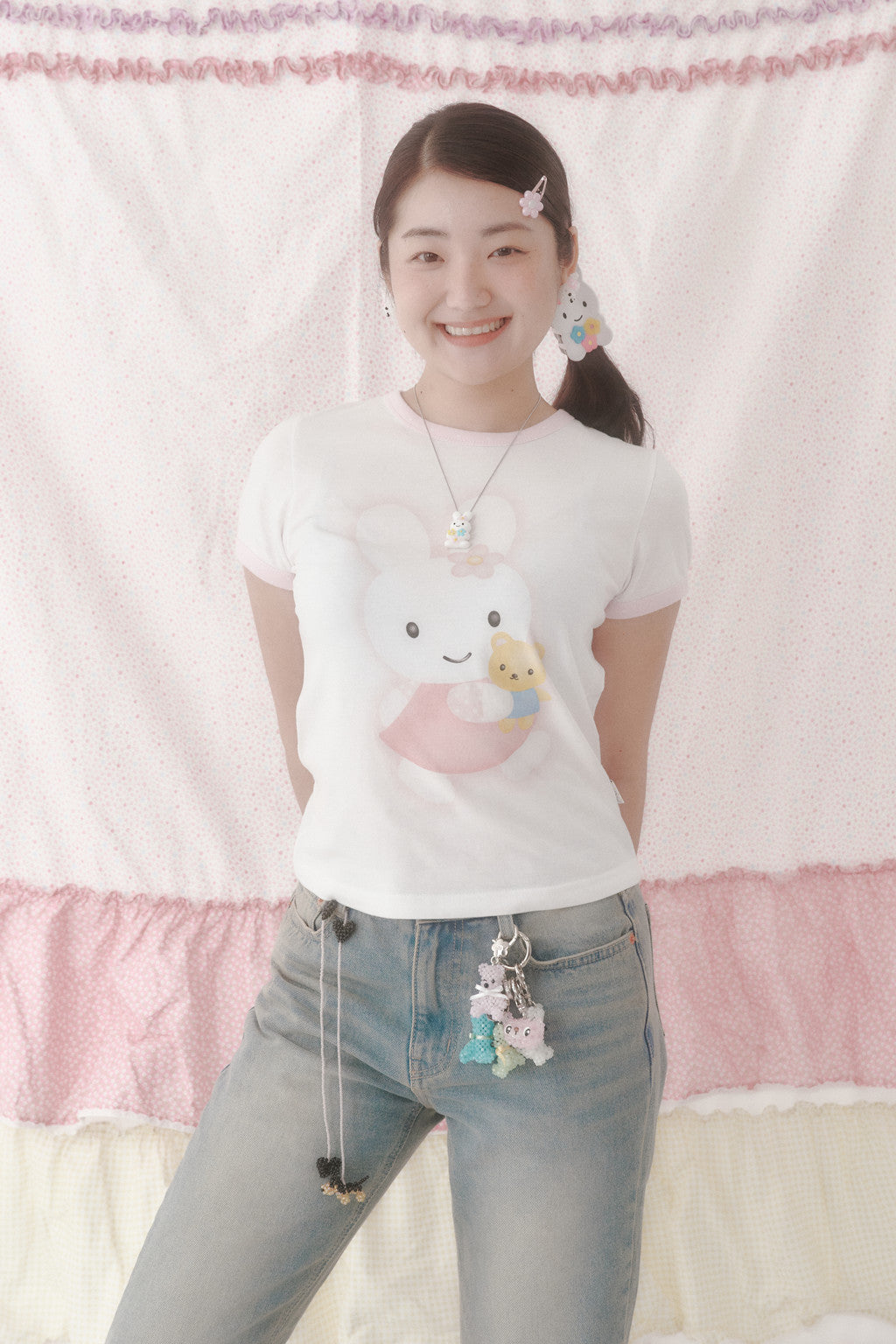 SWINGSET | [X YOUNGART] KIDDY Hugs JINI Dot Ringer T-shirt