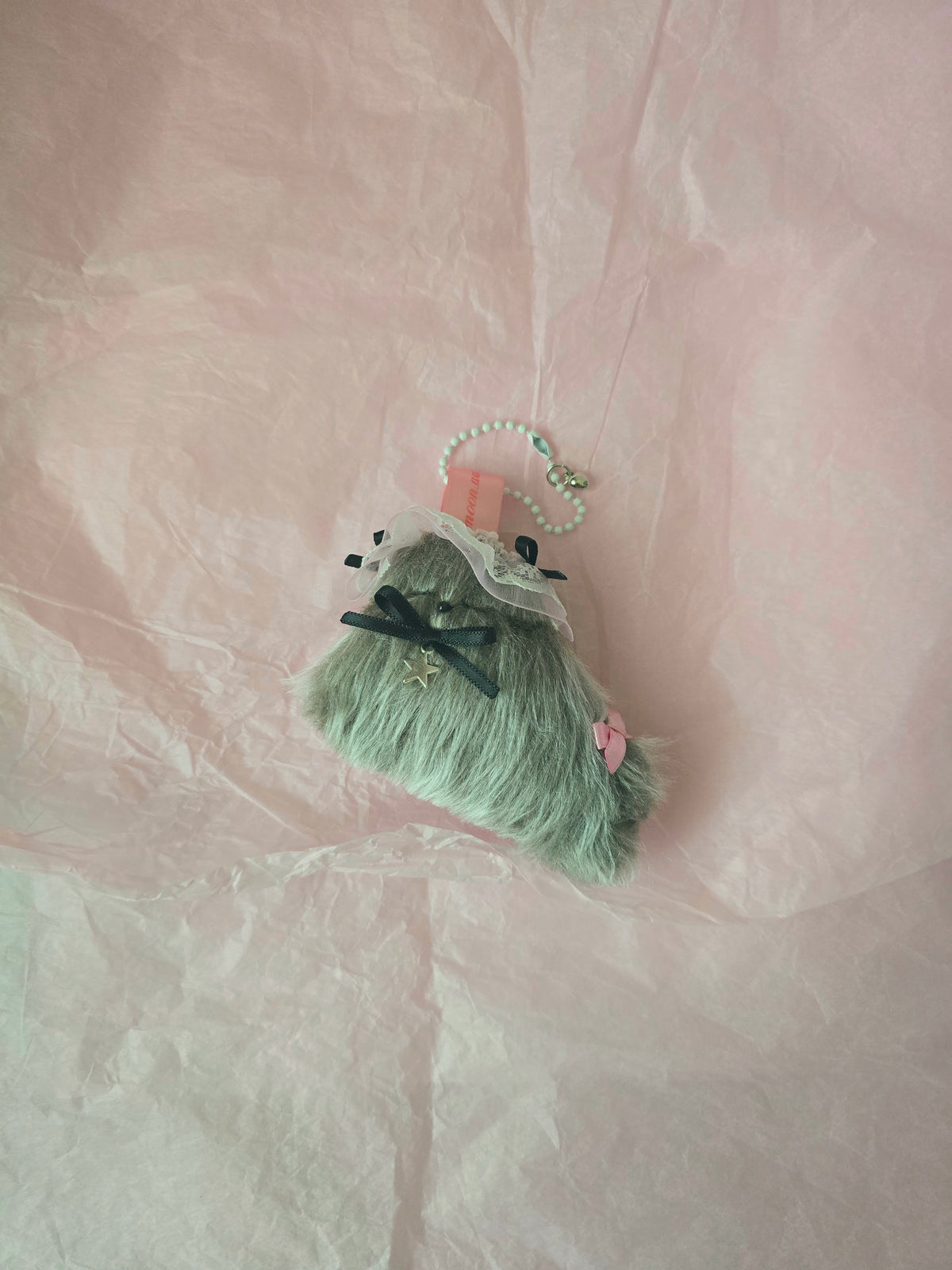 문어가든 | Mini Fluffy puppy Keyring (Grey)