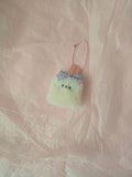 문어가든 | Mini Fluffy puppy Keyring (Purple Ribbon)