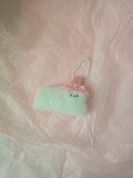 문어가든 | Mini Fluffy puppy Keyring (Pink Ribbon)