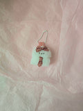 문어가든 | Mini Fluffy puppy Keyring (Red Check)
