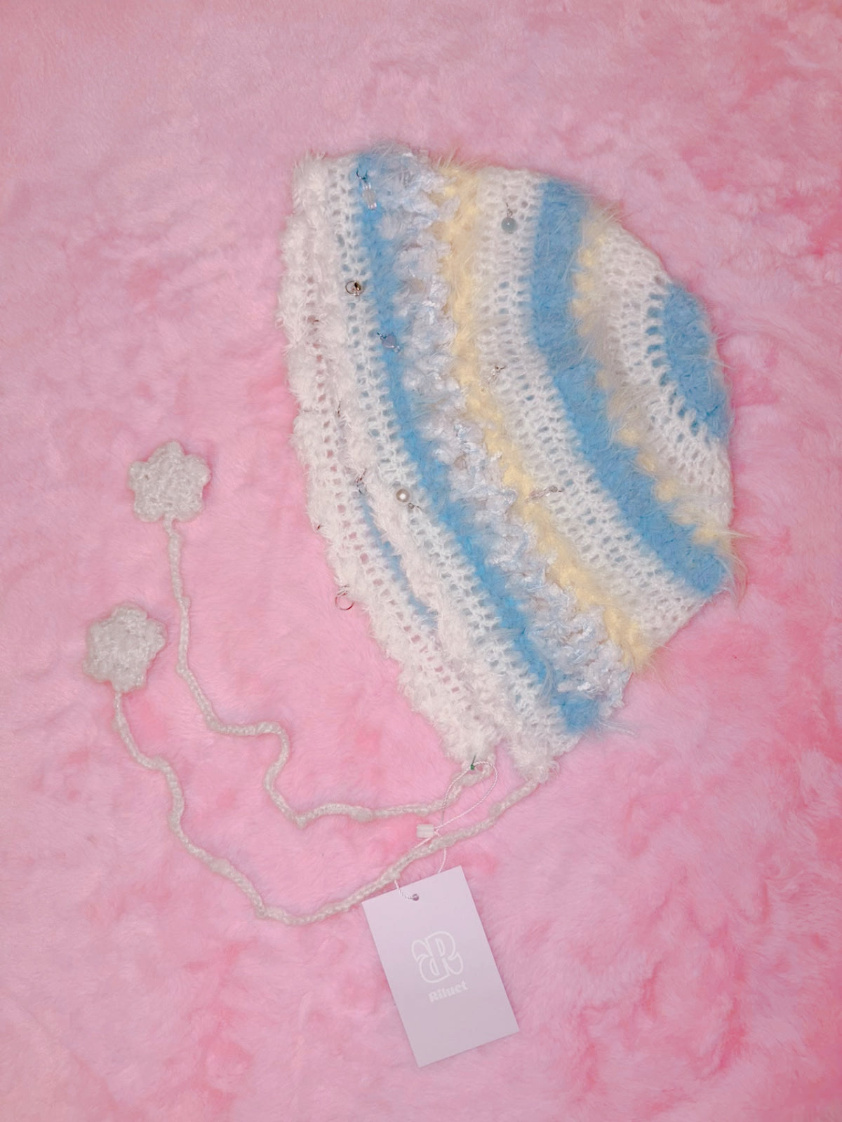 Riluet | Knitted Kira Kira Hat with Beads - Blue x Yellow