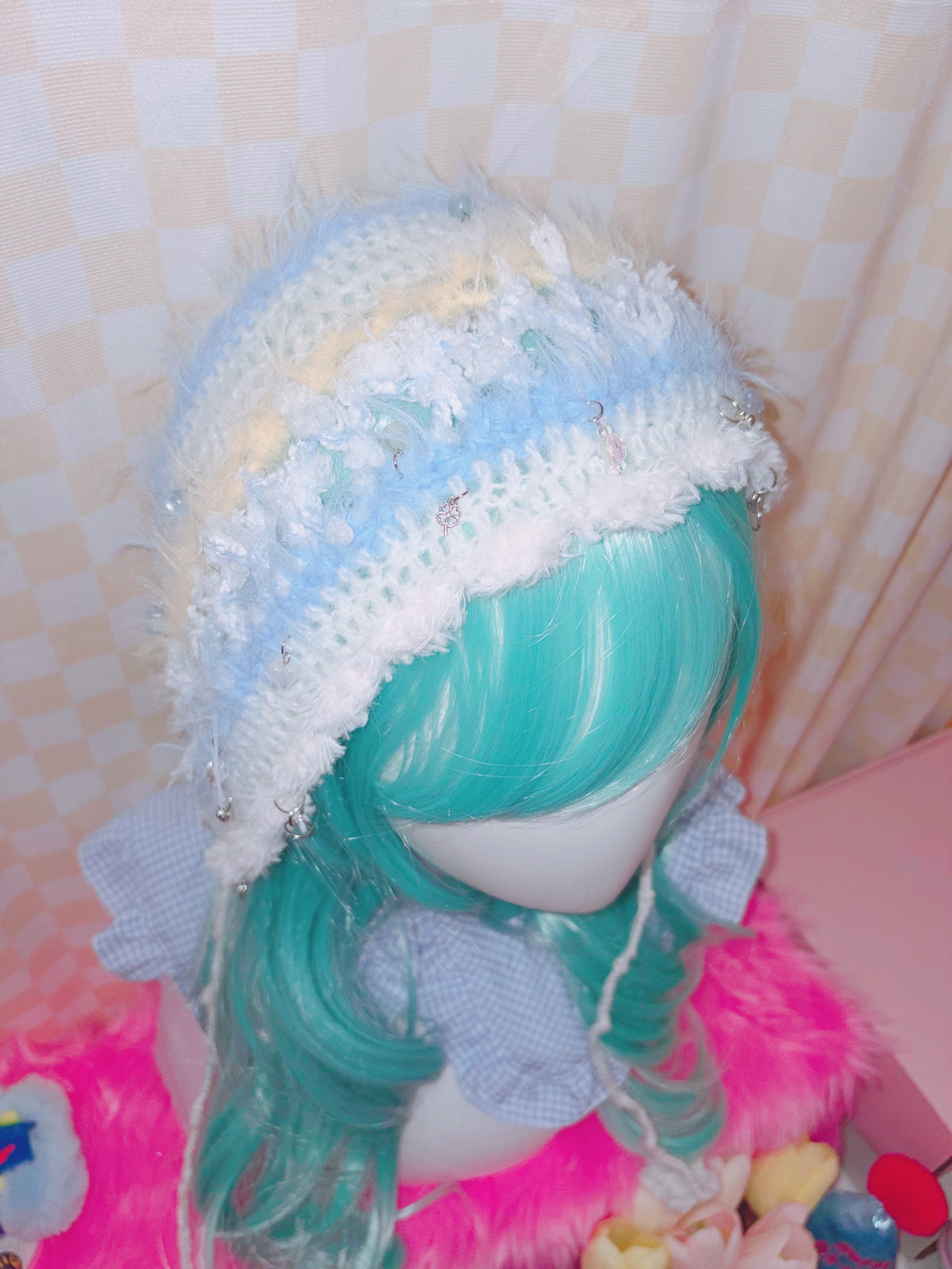 Riluet | Knitted Kira Kira Hat with Beads - Blue x Yellow