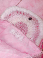 Riluet | Knitted Bunny Pink Shoulder Bag