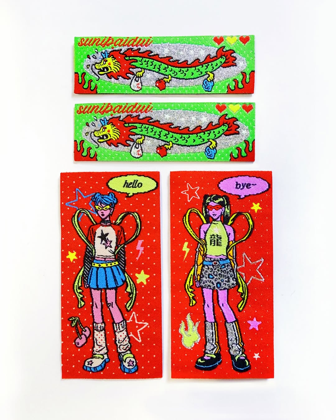 SUNIPAIDUI | Dragon and Alien Girls Fabric Sticker Set