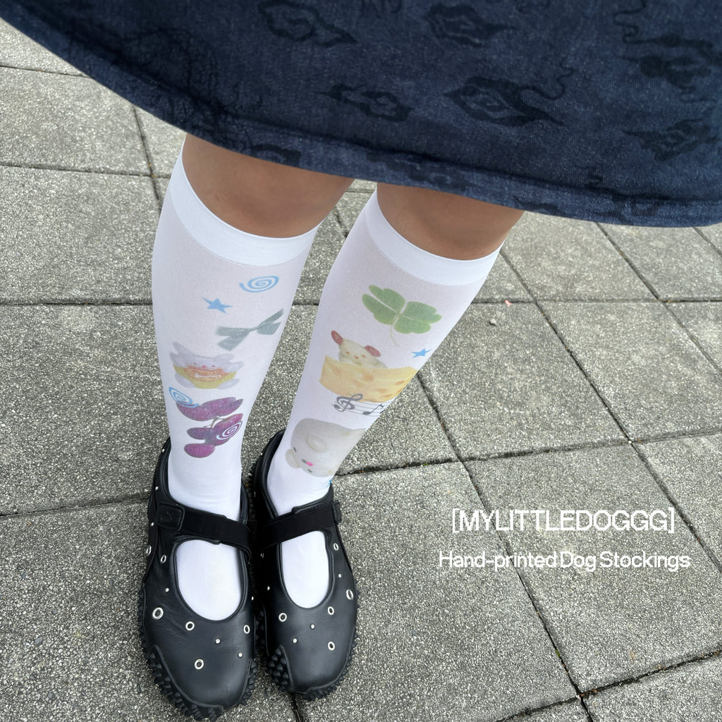 my little doggg | Handprinted Dog Socks - Cheese and Grape