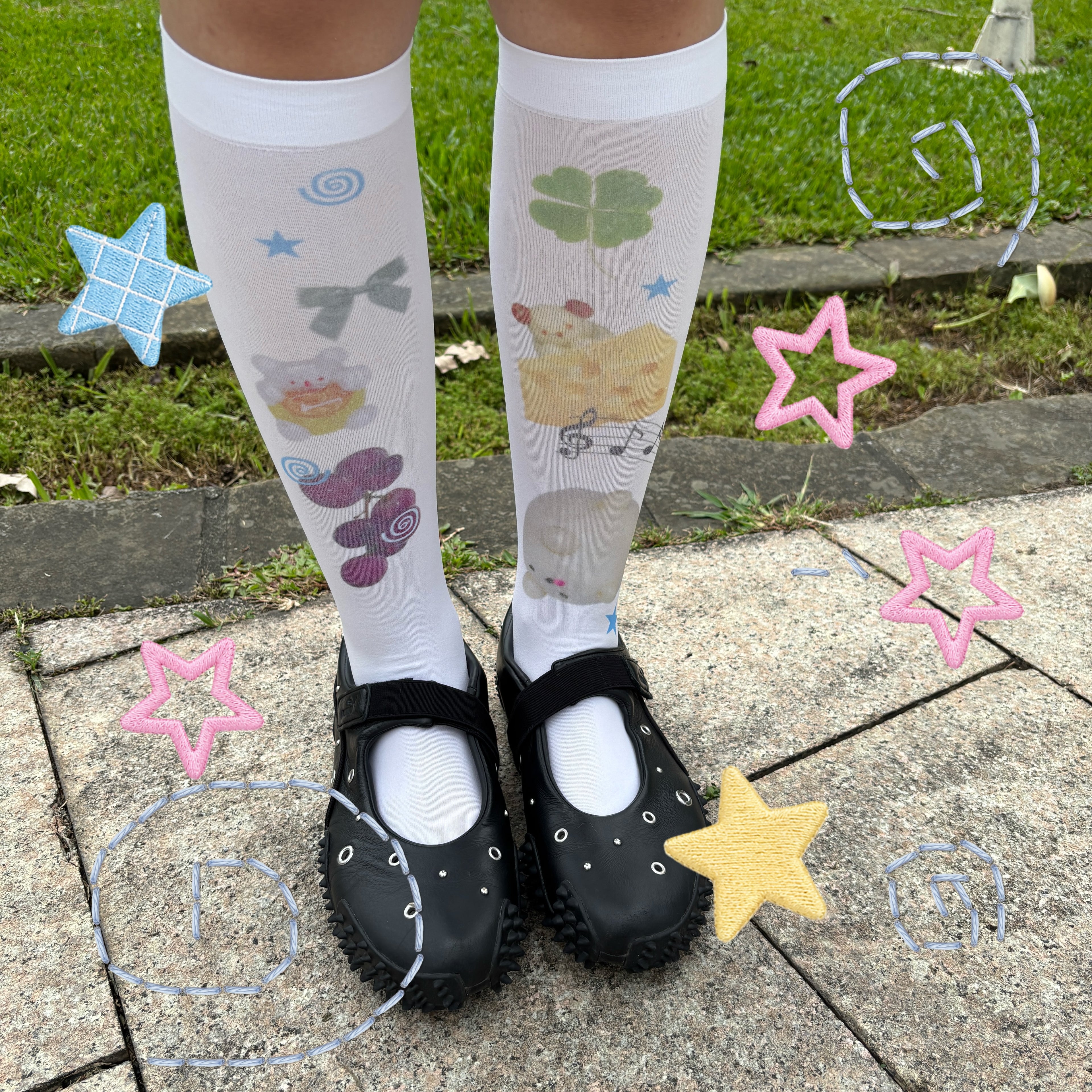my little doggg | Handprinted Dog Socks - Cheese and Grape
