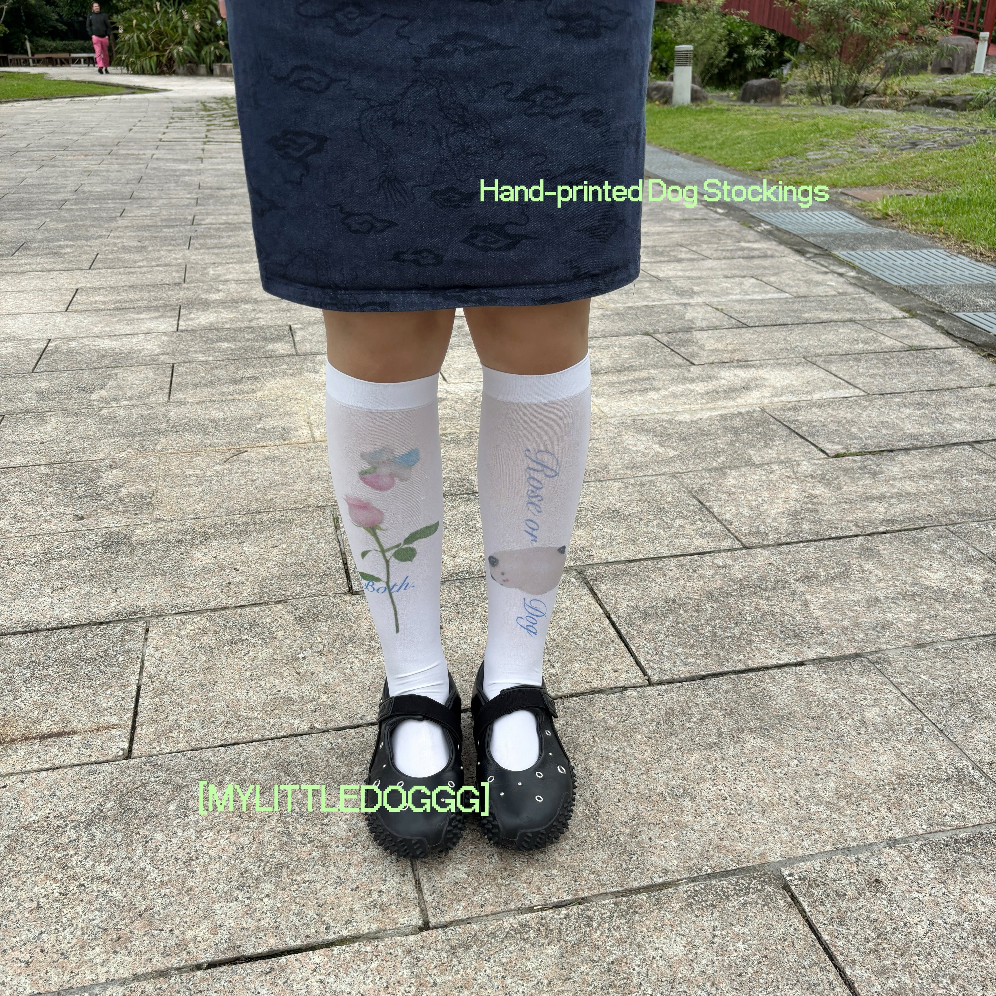 my little doggg | Handprinted Dog Socks - Rose and Dog