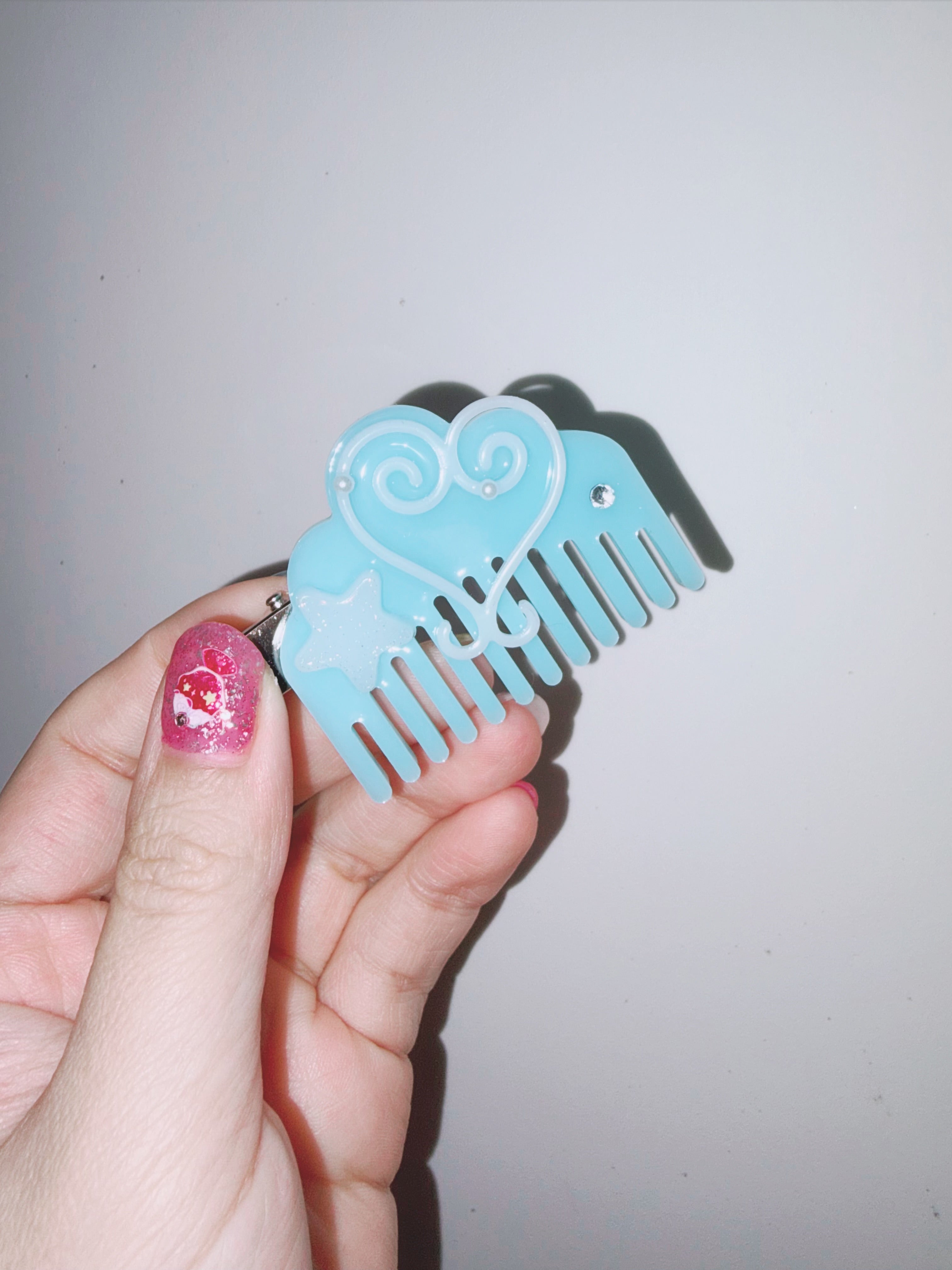 galog | Handmade Acrylic Hair Clip - Blue Heart Comb
