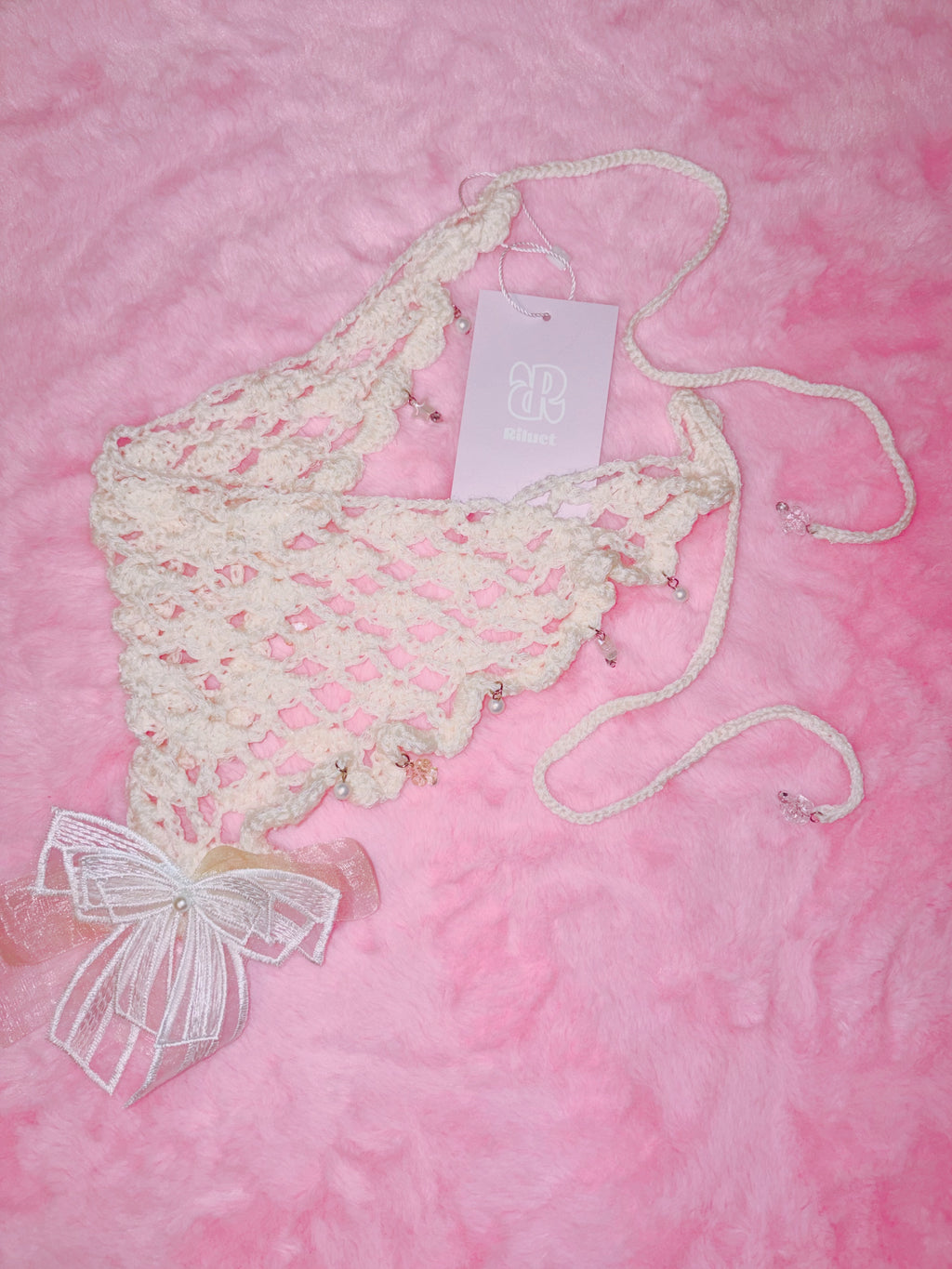 Riluet | Multiway Knitted White Ribbon Scarf