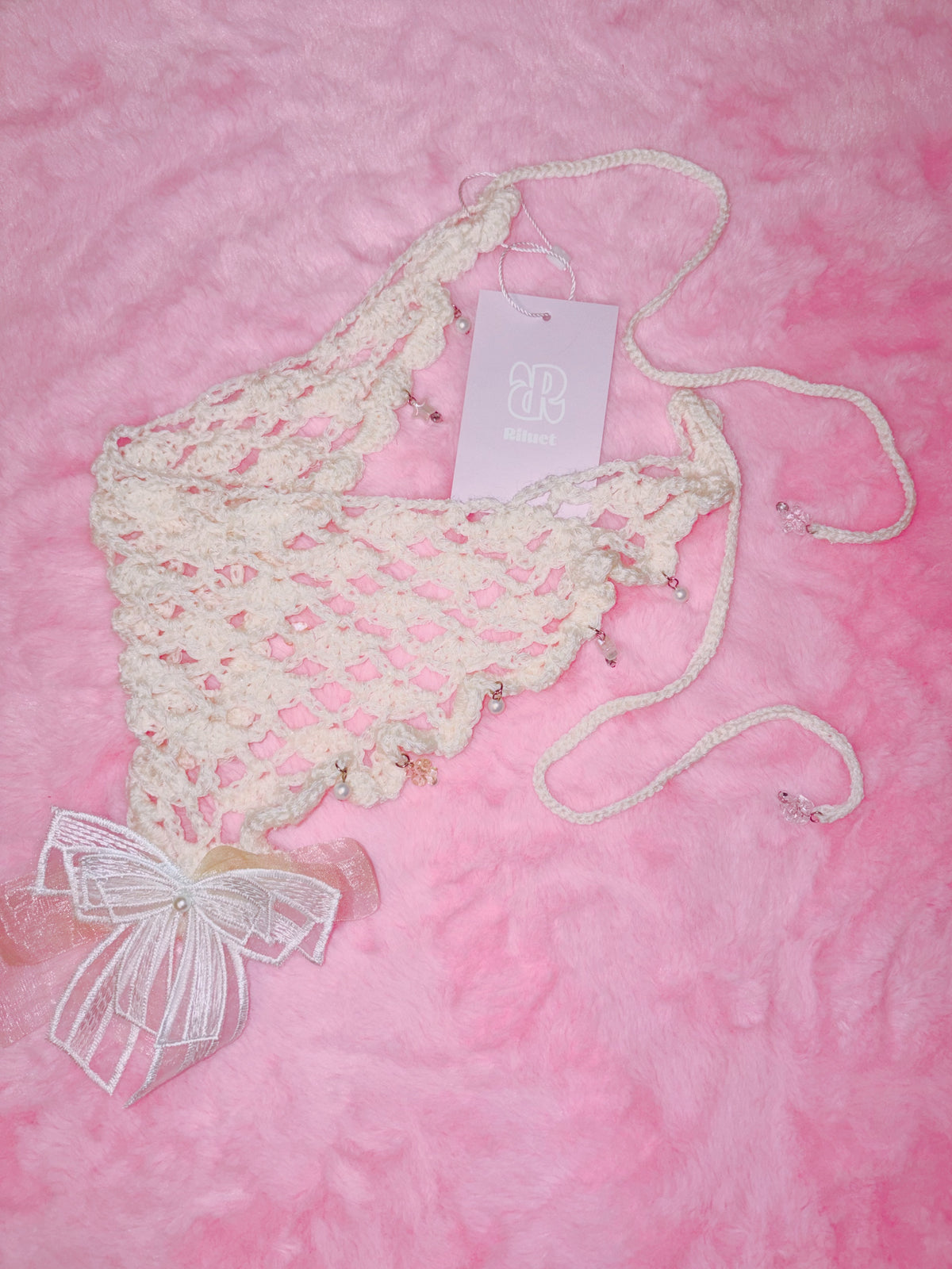 Riluet | Multiway Knitted White Ribbon Scarf