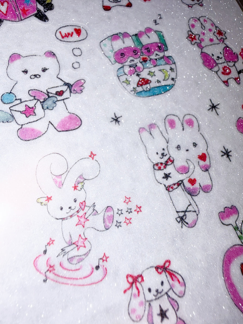 Plastic Peco | Pinky Days Clear Glitter Sticker Sheet