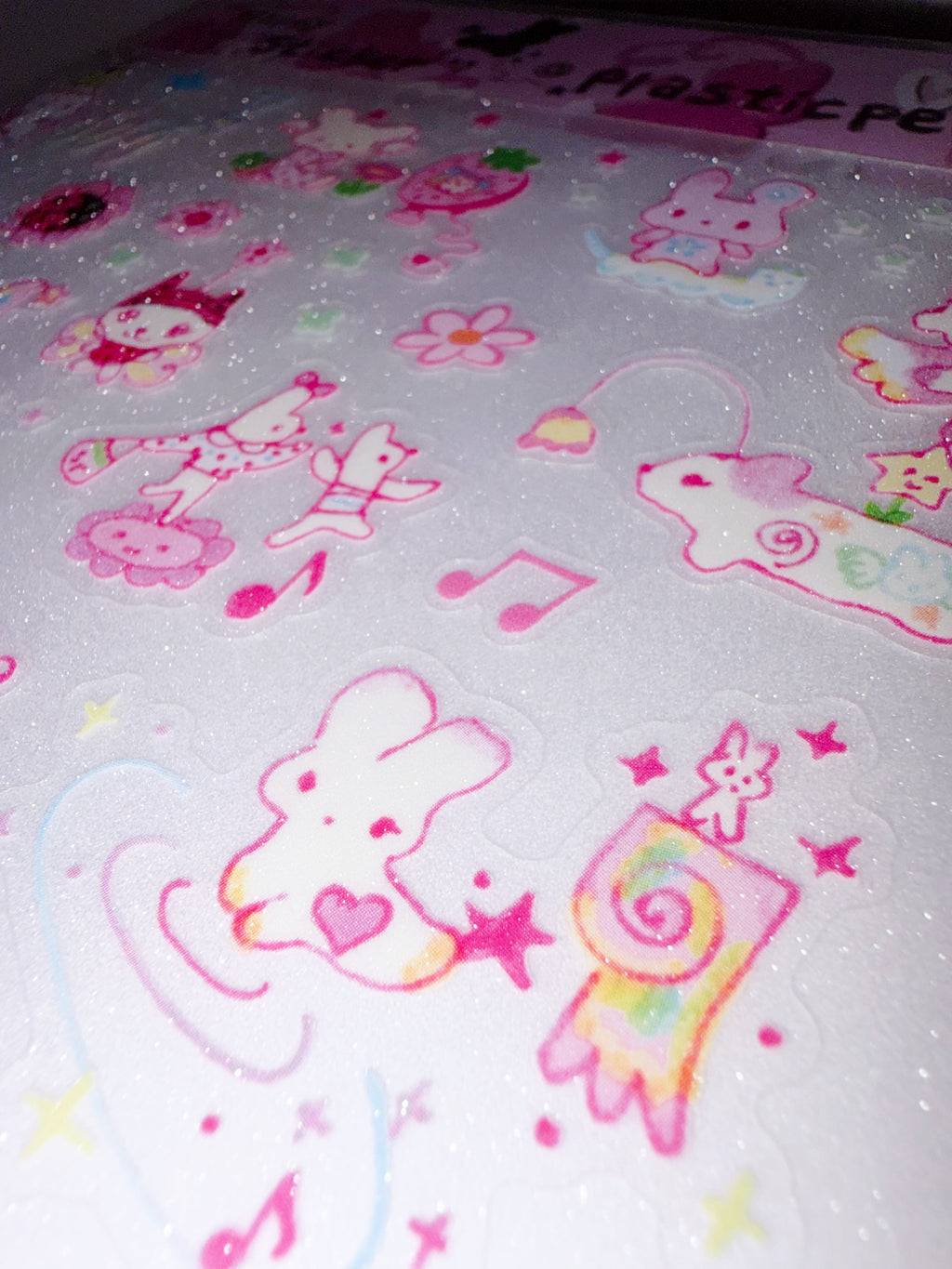 Plastic Peco | Pink Happiness Clear Glitter Sticker Sheet