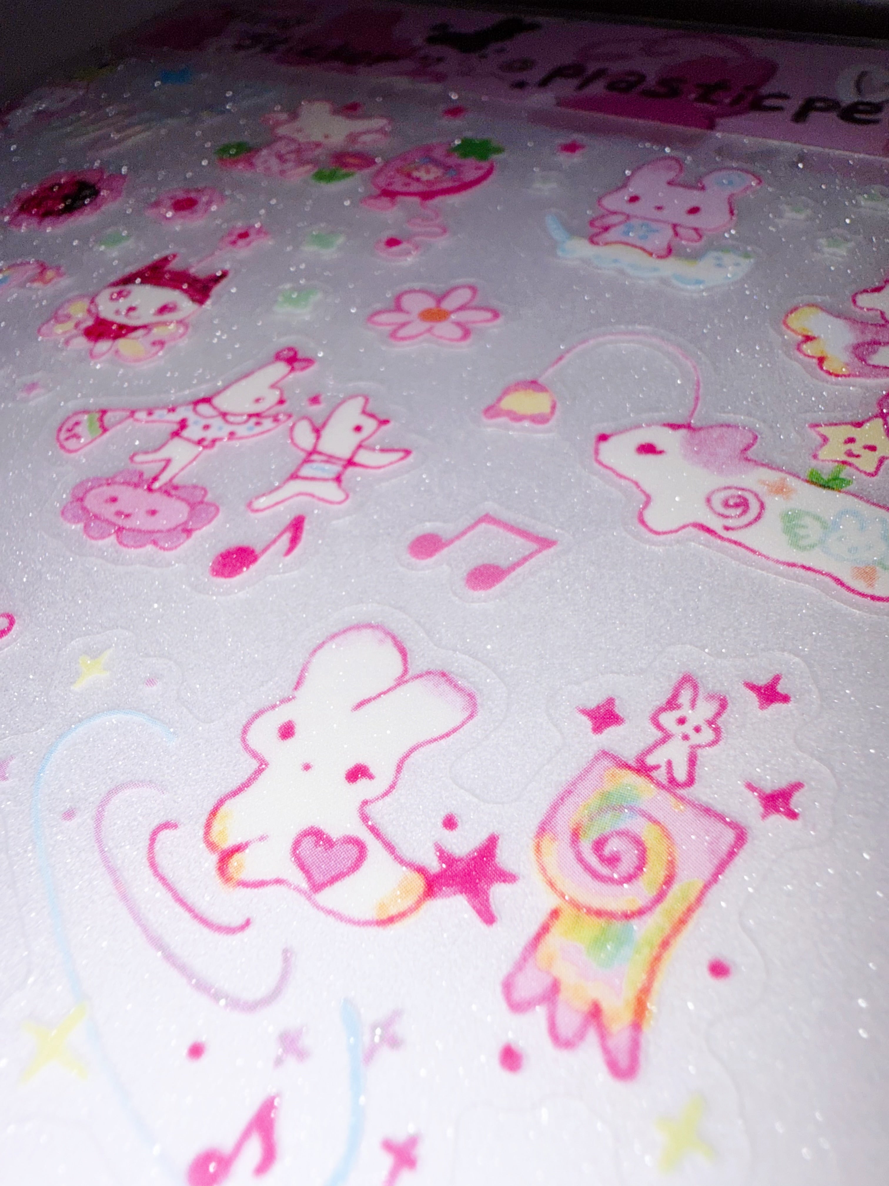 Plastic Peco | Pink Happiness Clear Glitter Sticker Sheet