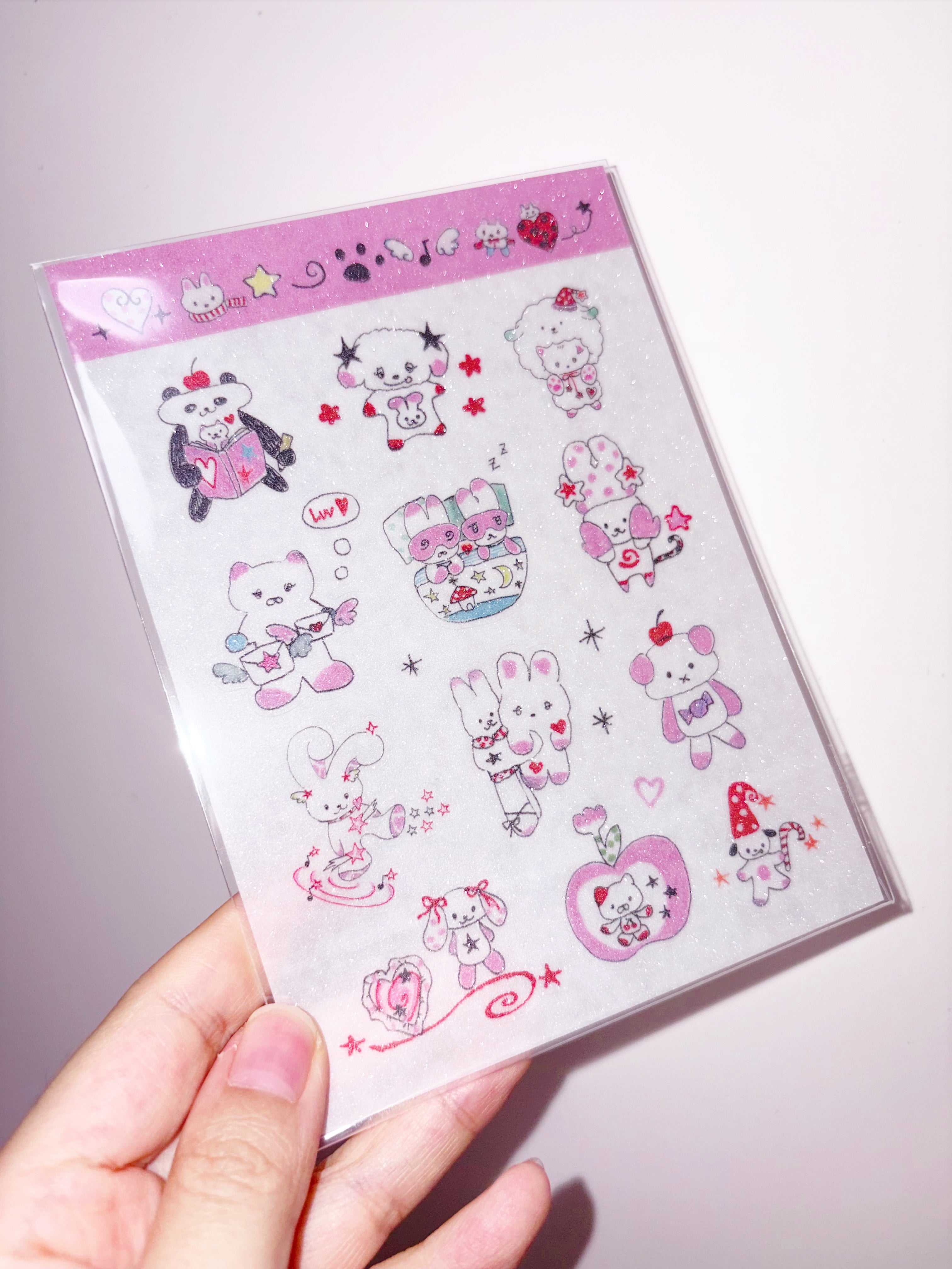 Plastic Peco | Pinky Days Clear Glitter Sticker Sheet