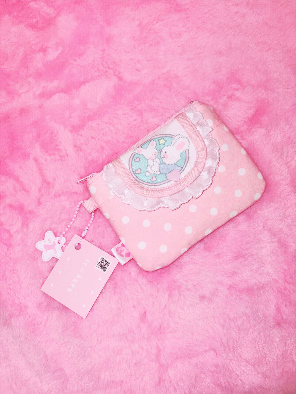 baby31 | Flat Pouch (Rabbit Polka-dot Pink)