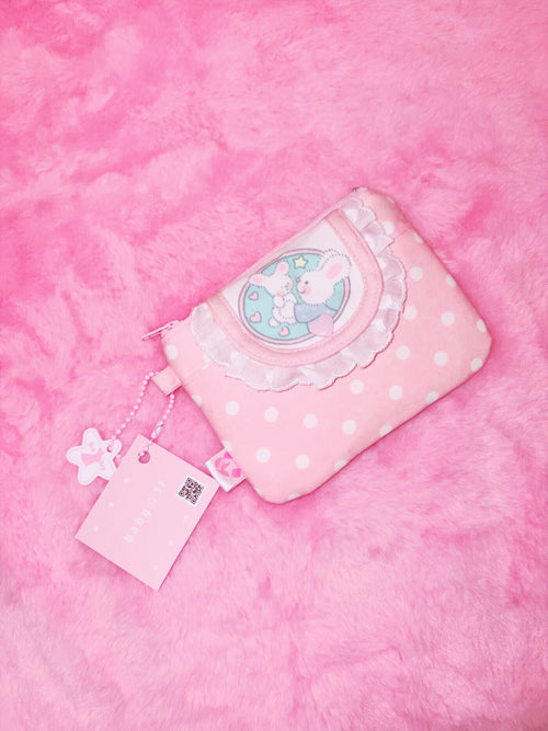 baby31 | Flat Pouch (Rabbit Polka-dot Pink)