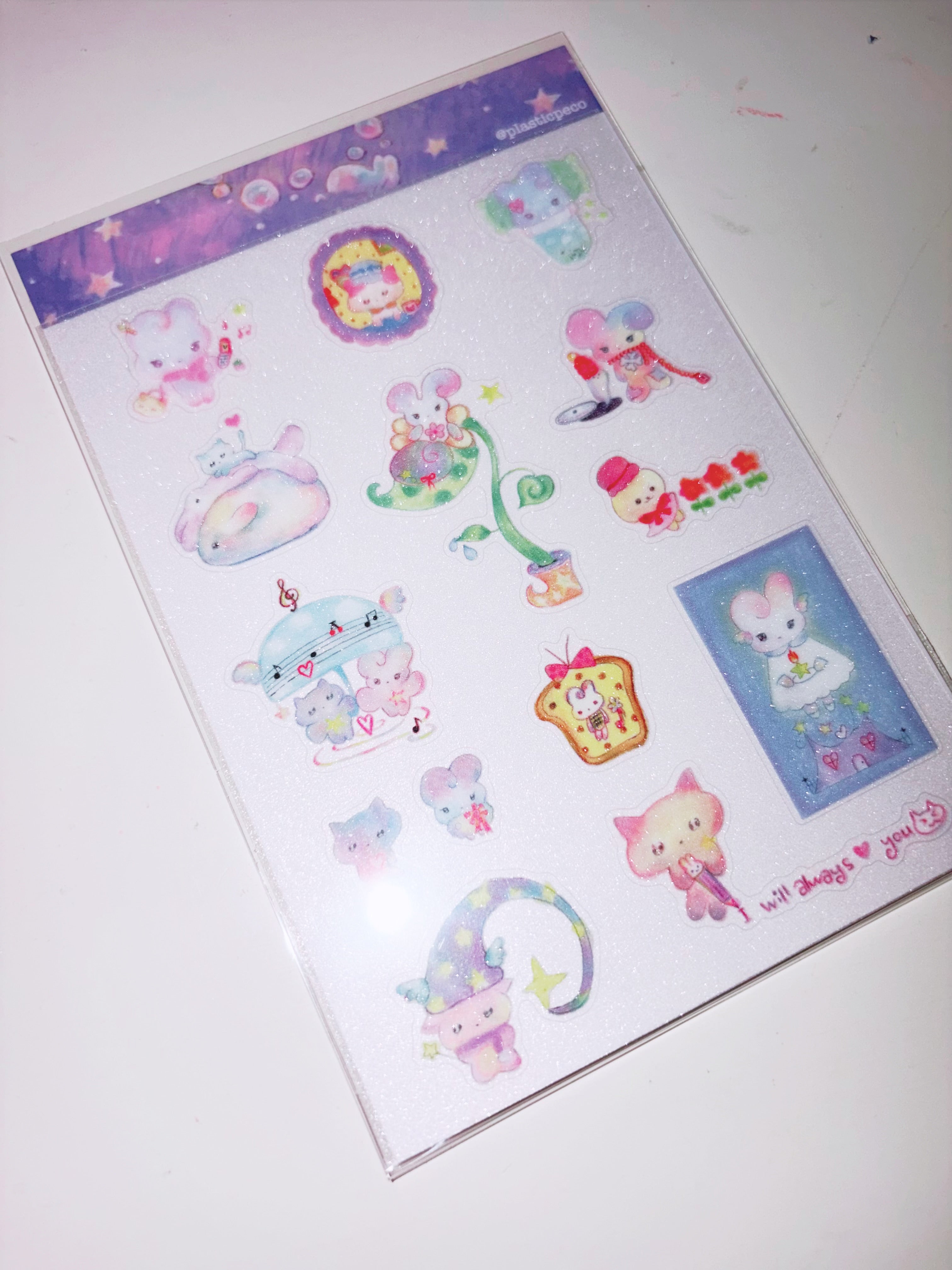 Plastic Peco | Always Love You Clear Glitter Sticker Sheet