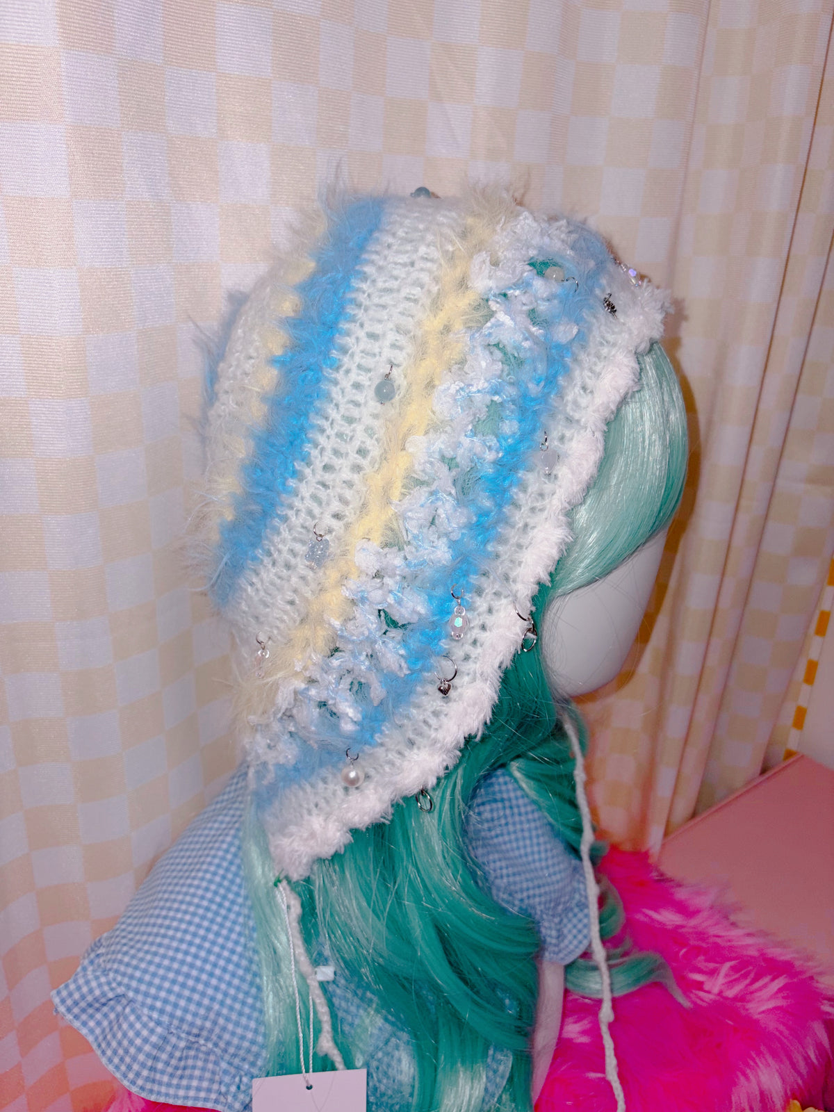 Riluet | Knitted Kira Kira Hat with Beads - Blue x Yellow