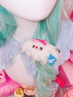 bagelpie | Handmade Little Puppy Hair Clip (Pink Ribbon)