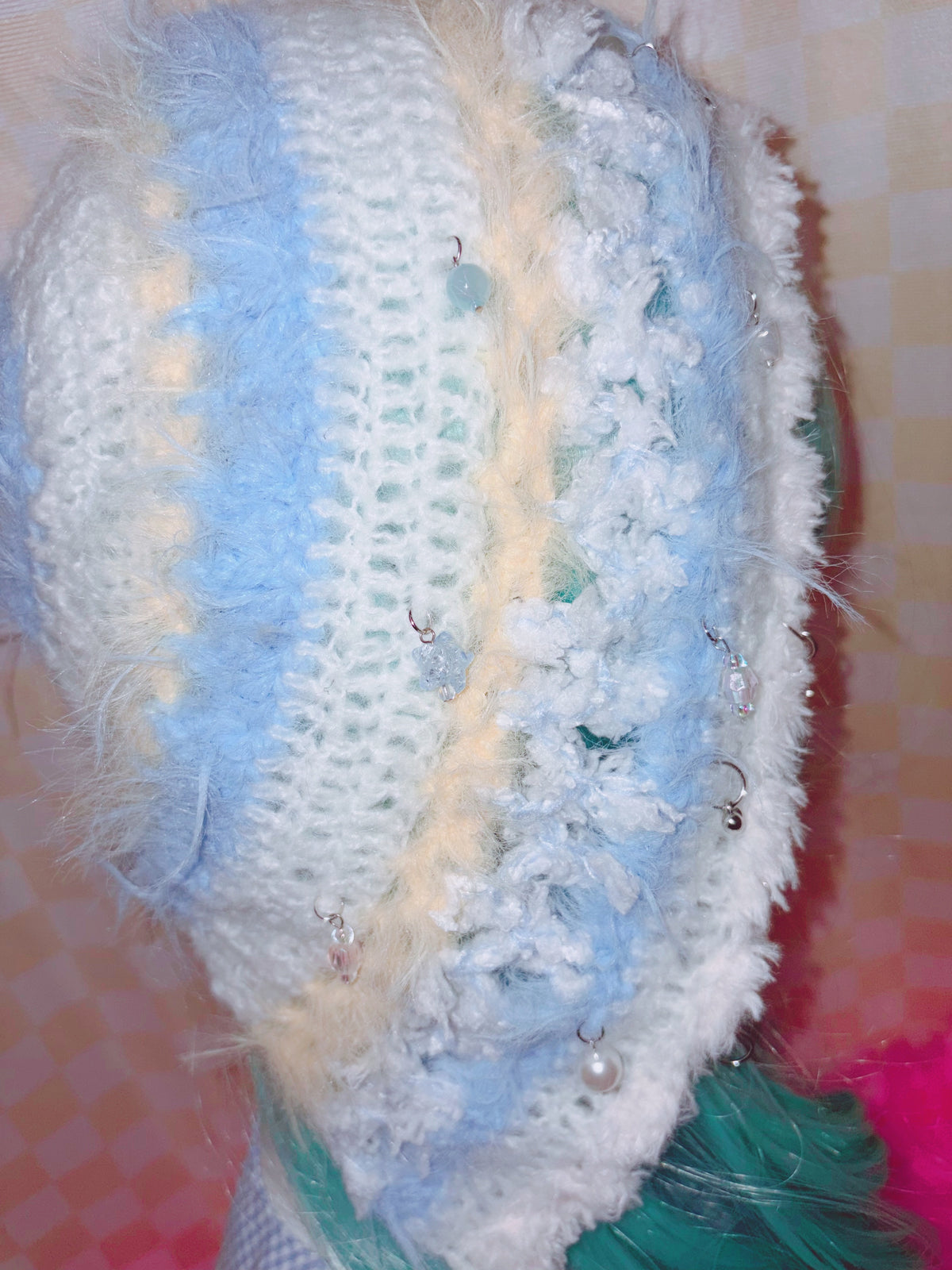 Riluet | Knitted Kira Kira Hat with Beads - Blue x Yellow