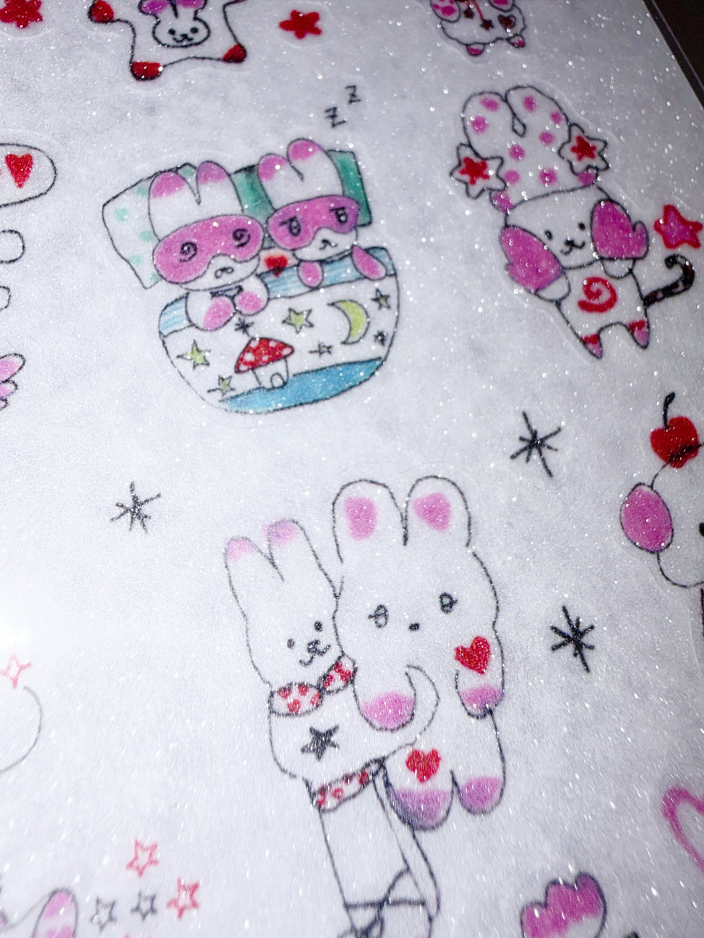 Plastic Peco | Pinky Days Clear Glitter Sticker Sheet