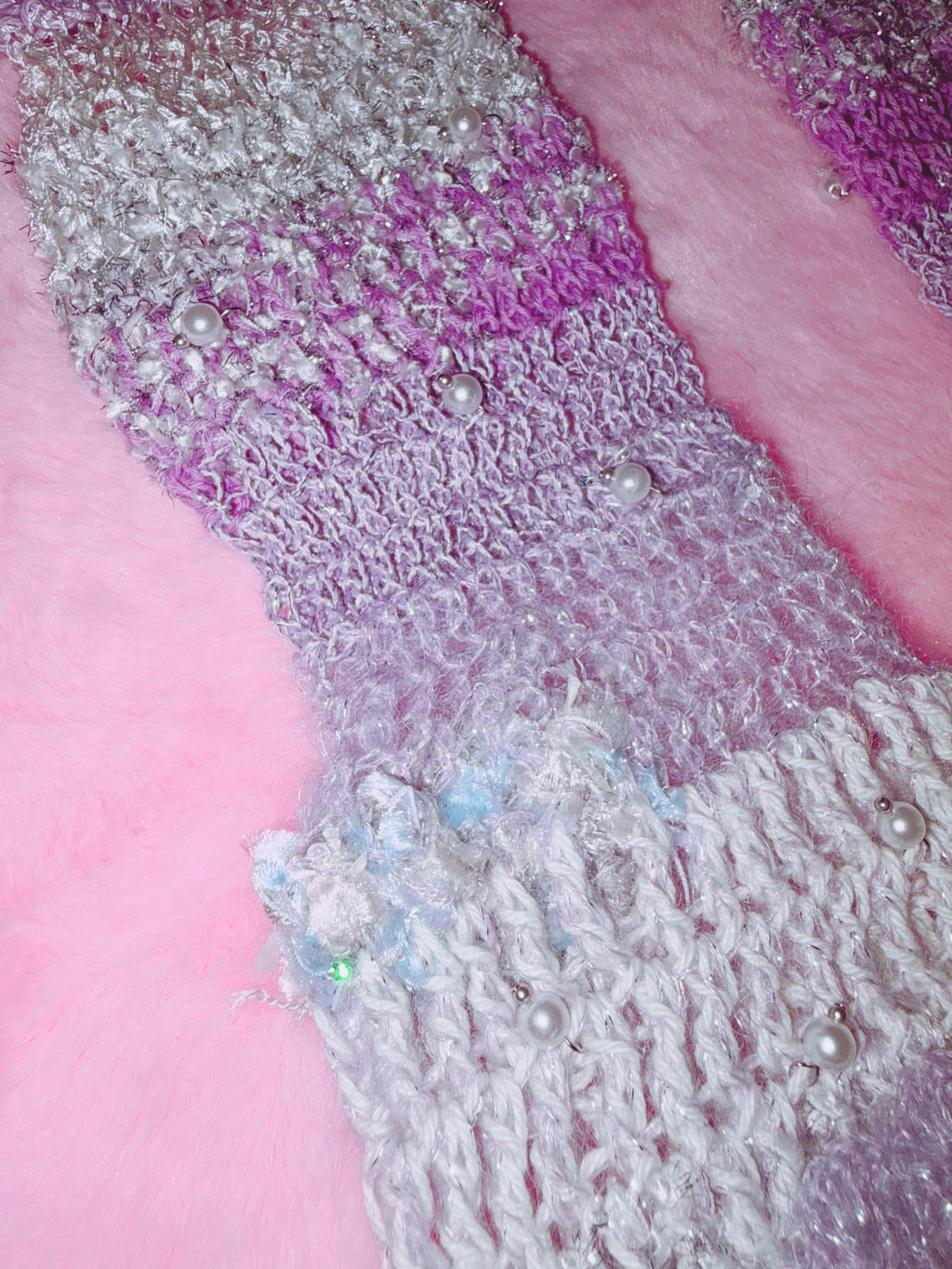 Riluet | Knitted Arm Warmer with Beads - Long Purple