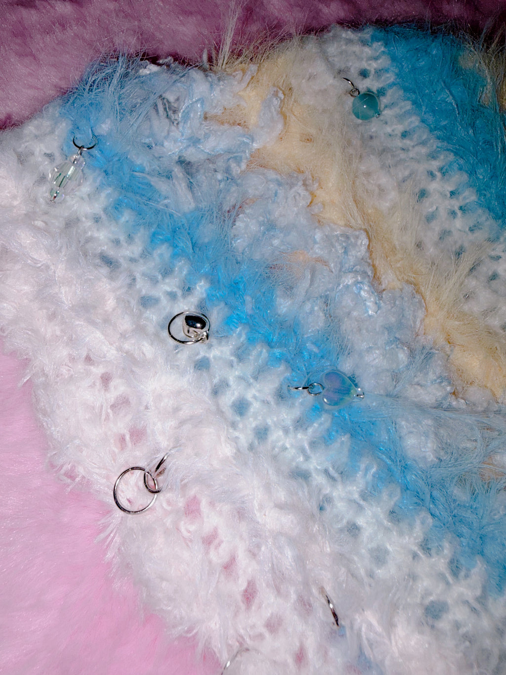 Riluet | Knitted Kira Kira Hat with Beads - Blue x Yellow