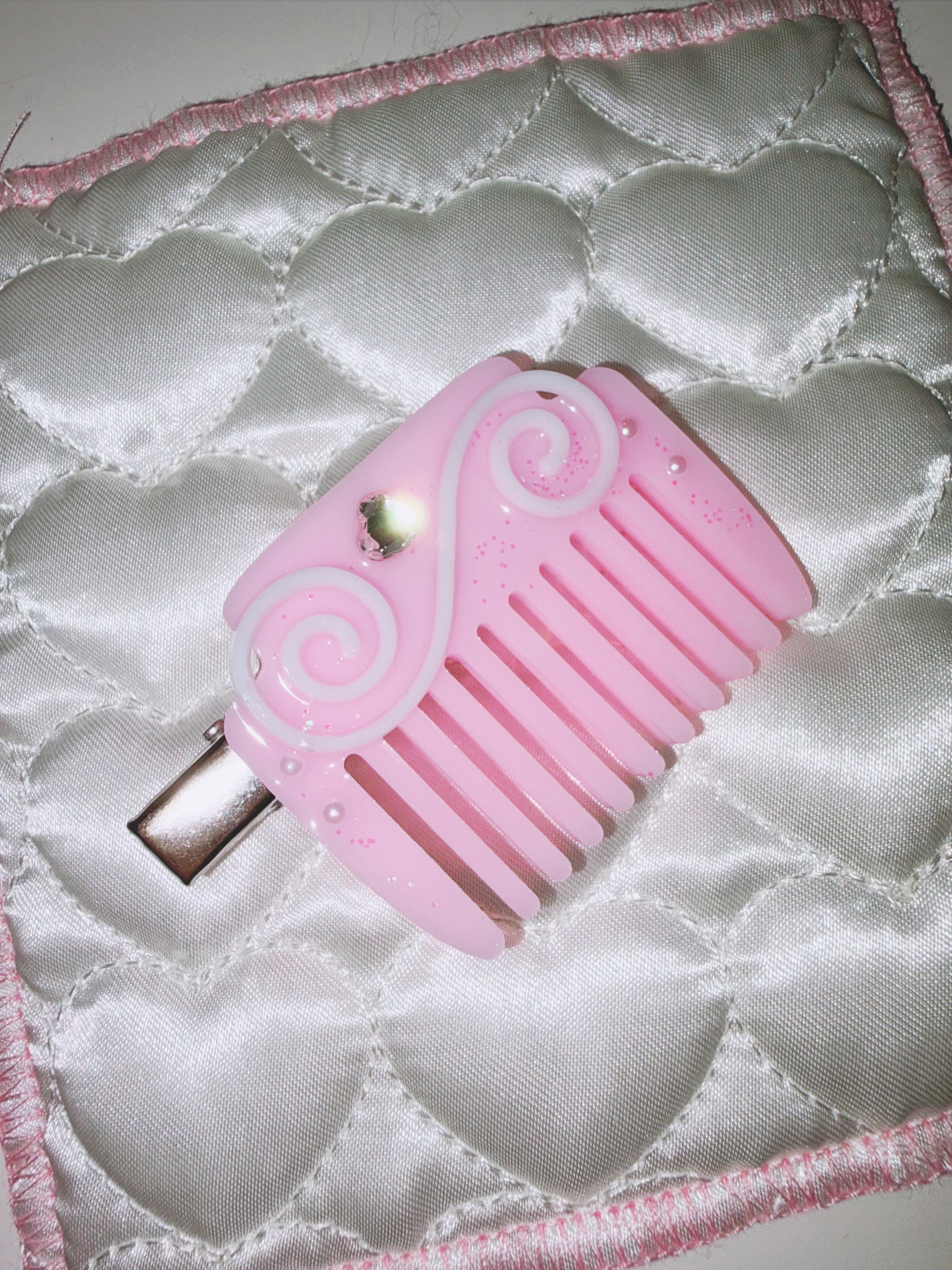 galog | Handmade Acrylic Hair Clip - Pink Swirl Comb