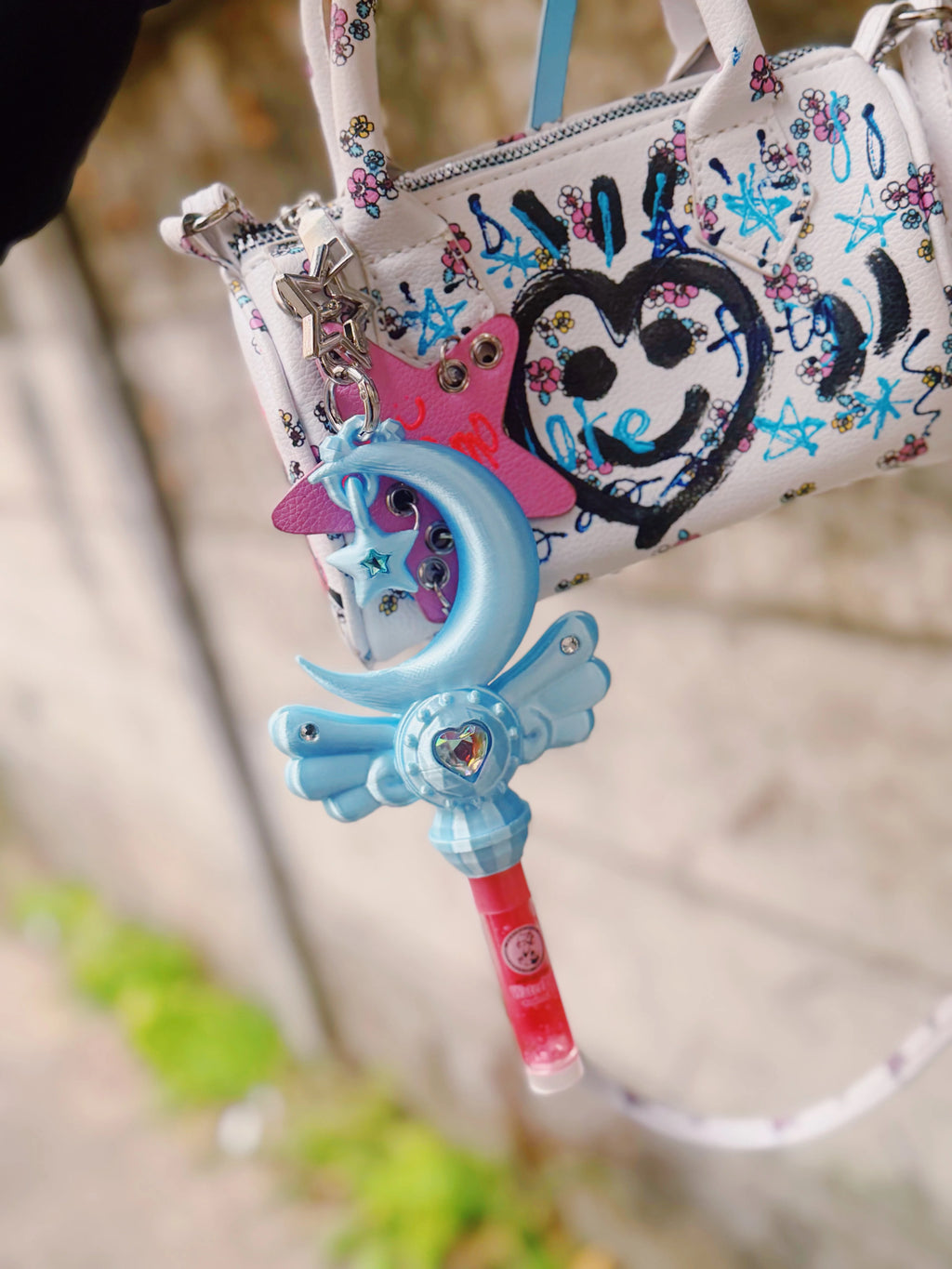 Chubby Charms Club | Magic Moon Wand 3D-Print Lip Stick Case - Baby Blue