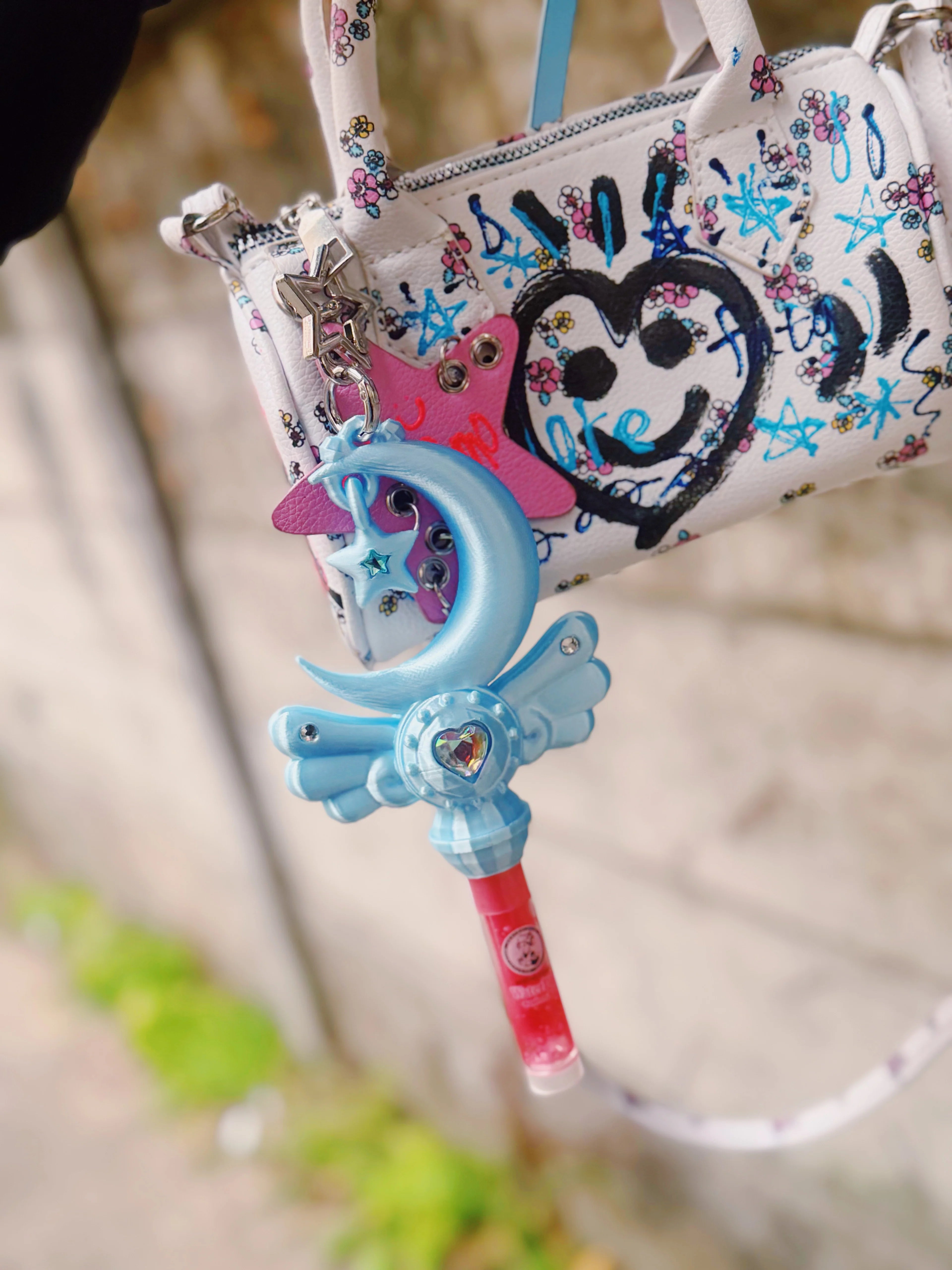 Chubby Charms Club | Magic Moon Wand 3D-Print Lip Stick Case - Baby Blue