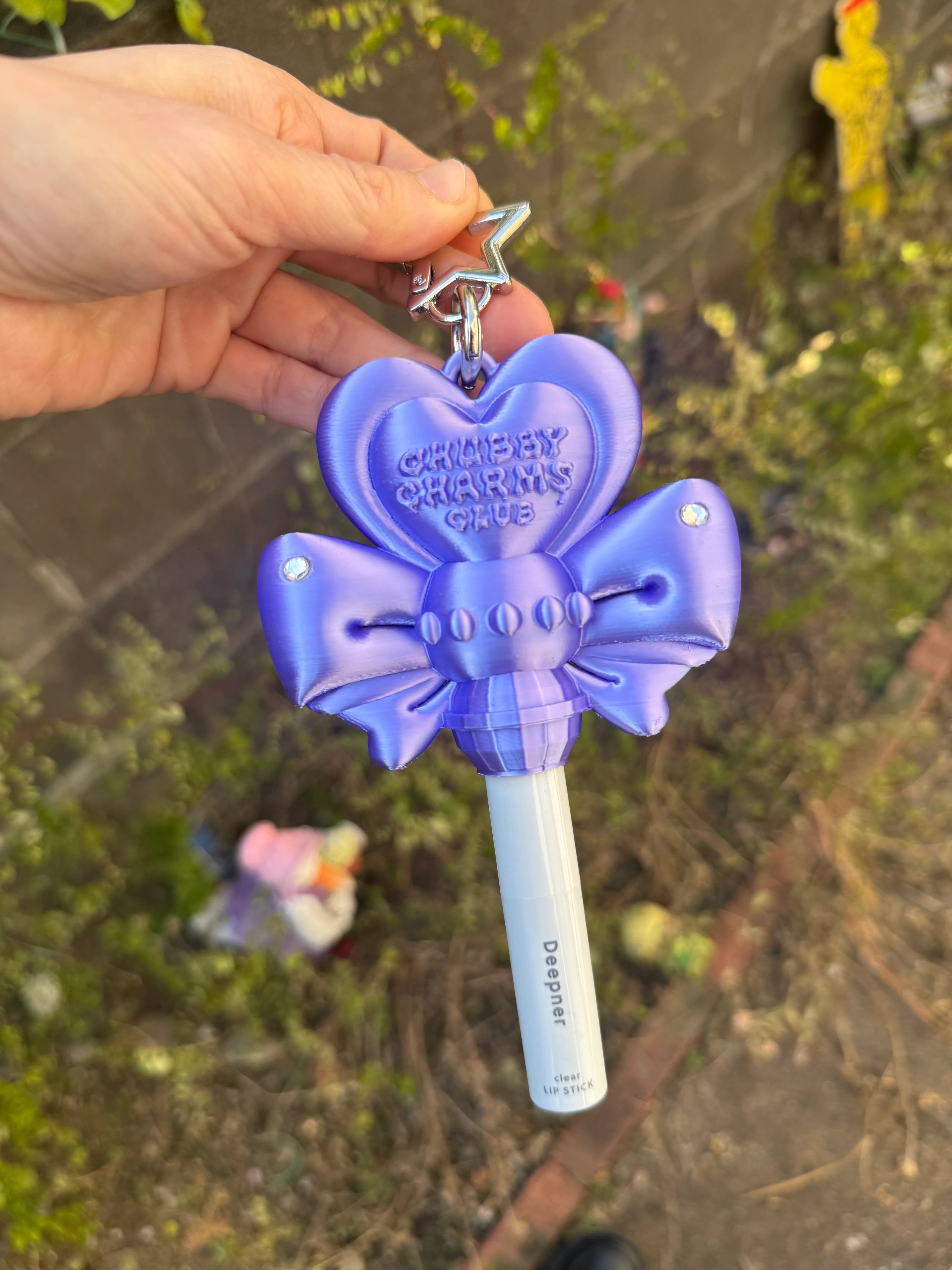 Chubby Charms Club | Magic Heart Wand 3D-Print Lip Stick Case - Purple