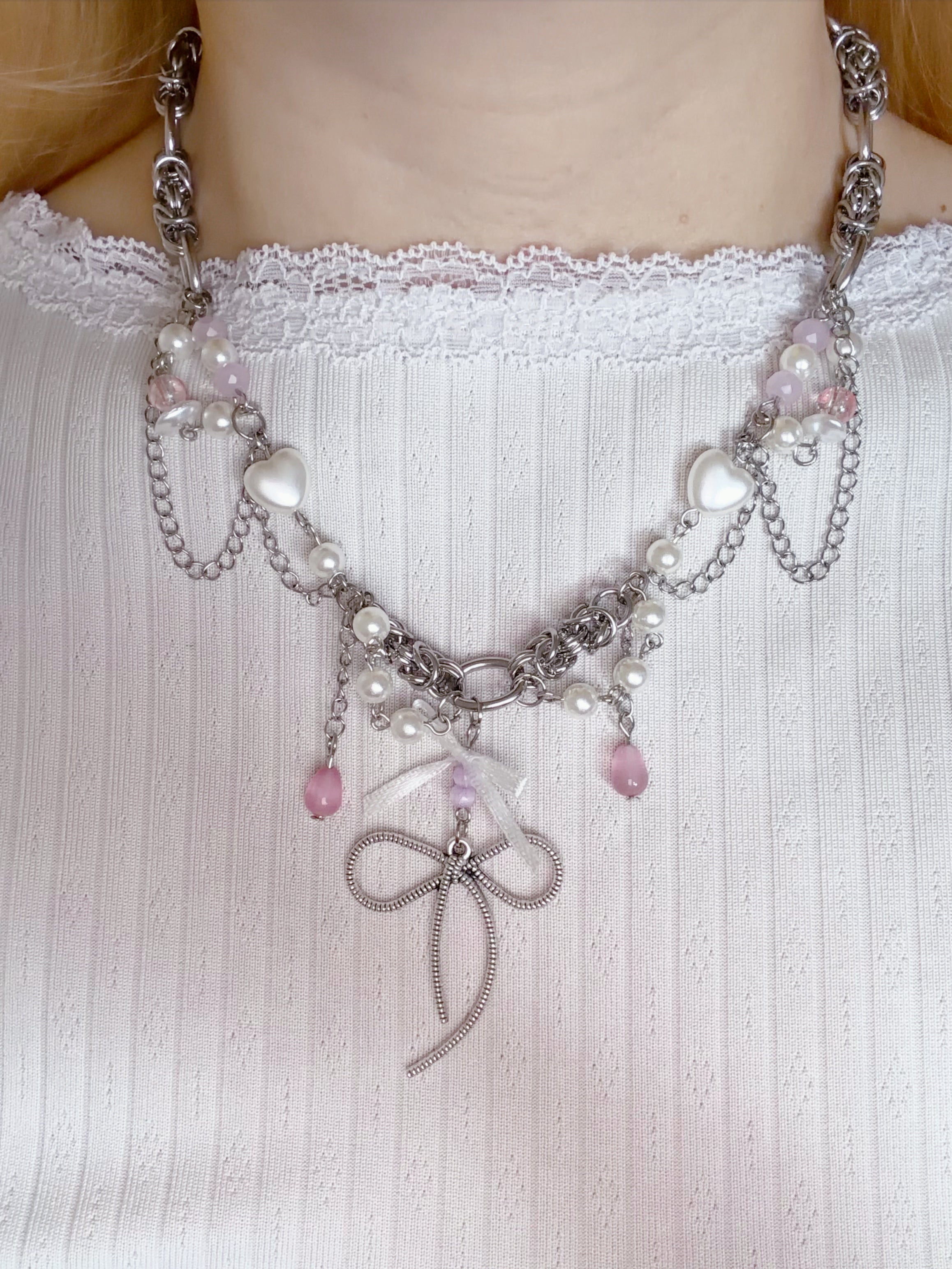 Expecto Beadronum | Silver Ribbon Necklace