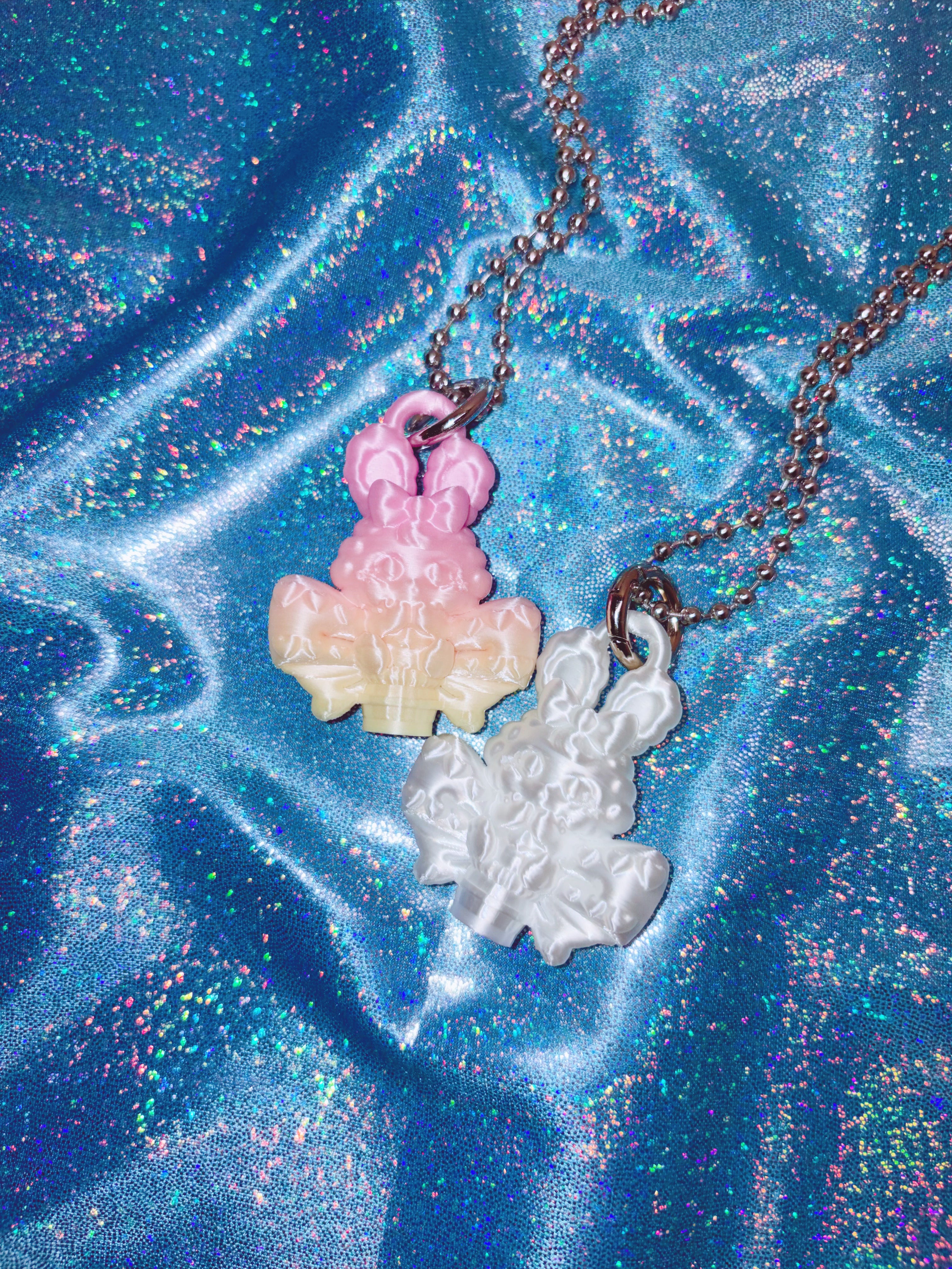Chubby Charms Club | Magic Bunny 3D-Print Mini Necklace - White