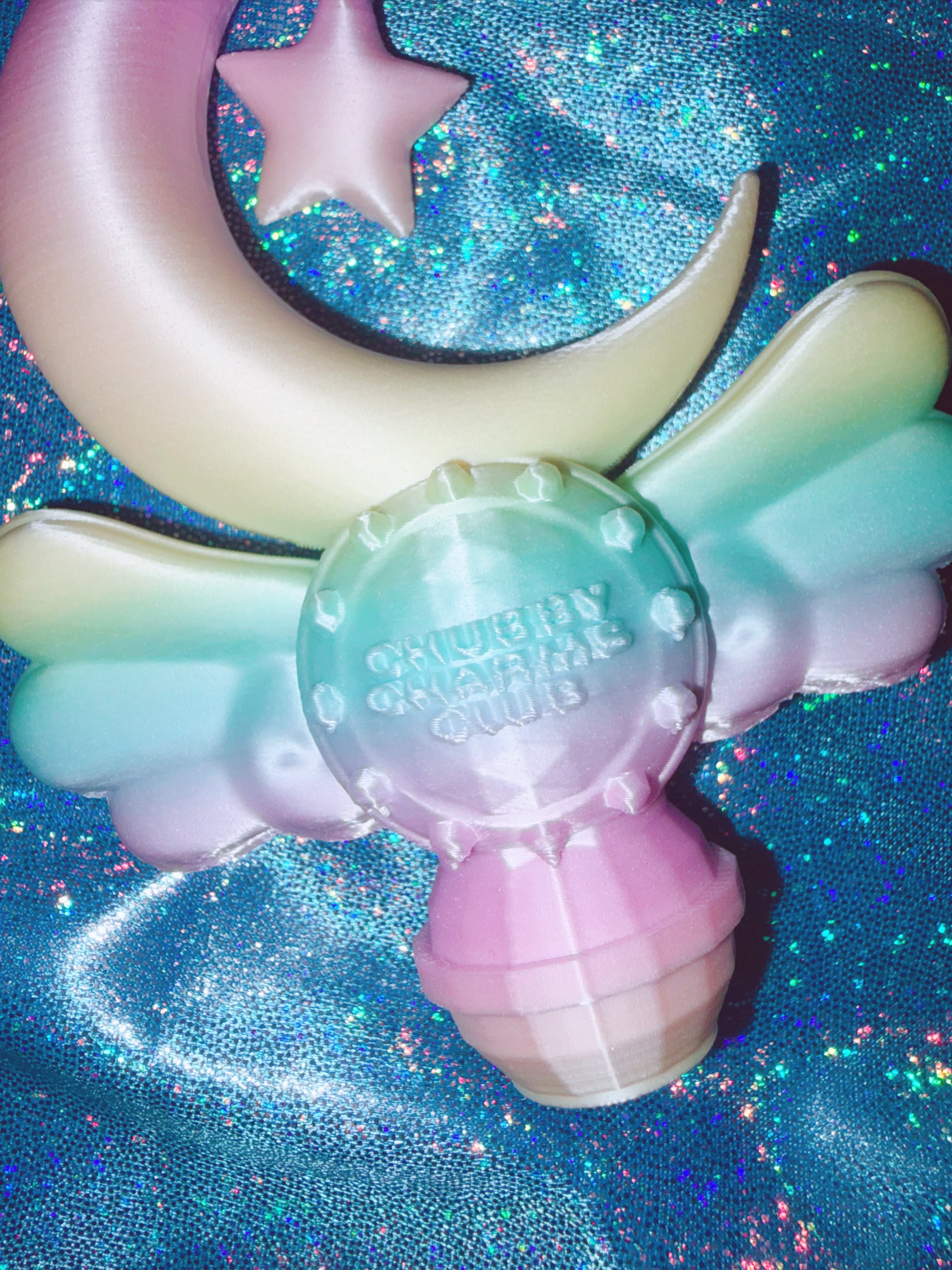 Chubby Charms Club | Magic Moon Wand 3D-Print Lip Stick Case - Rainbow