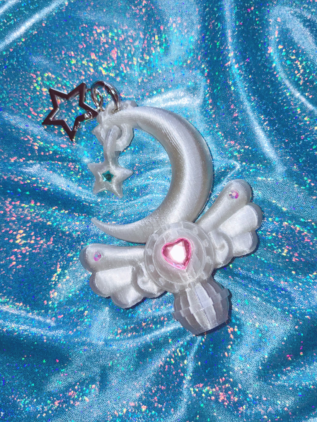 Chubby Charms Club | Magic Moon Wand 3D-Print Lip Stick Case - Clear White