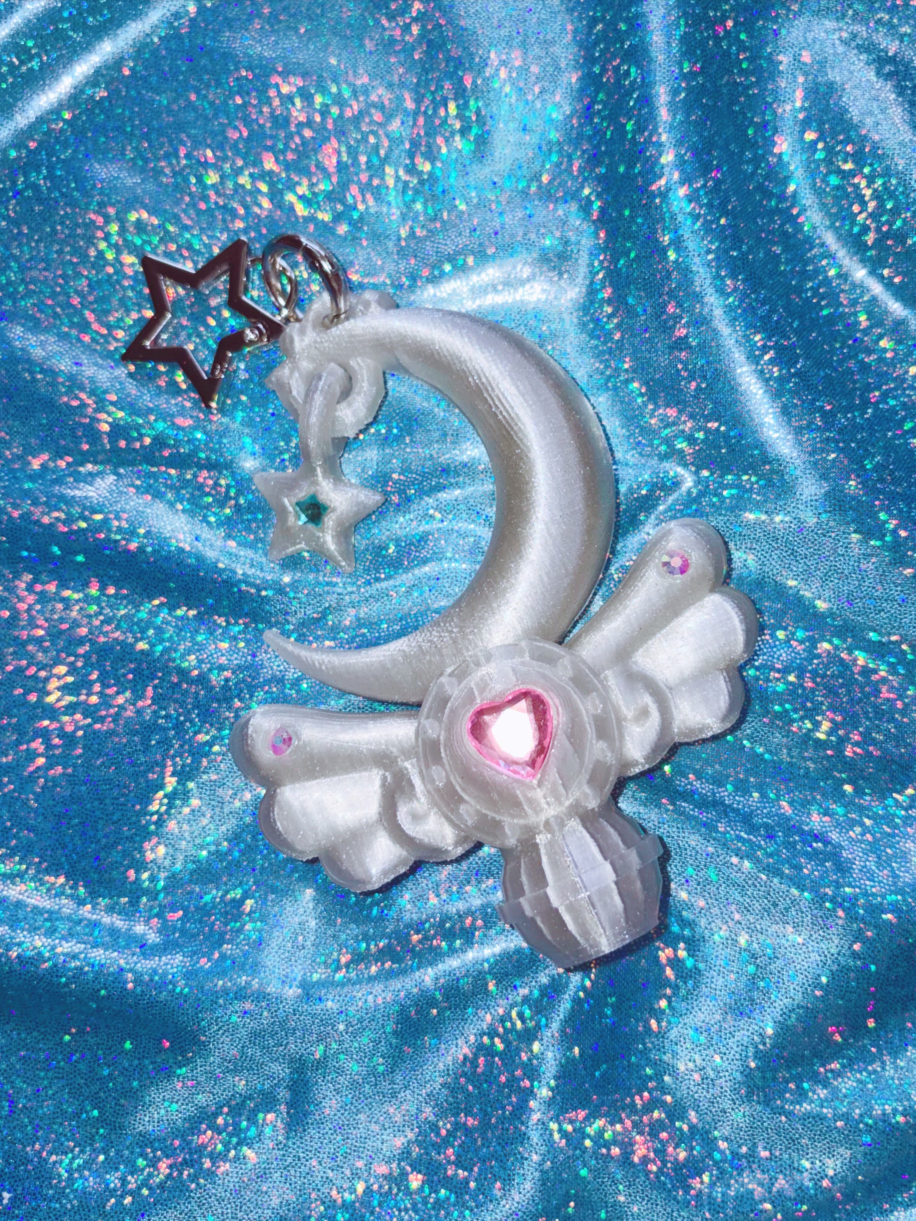 Chubby Charms Club | Magic Moon Wand 3D-Print Lip Stick Case - Clear White