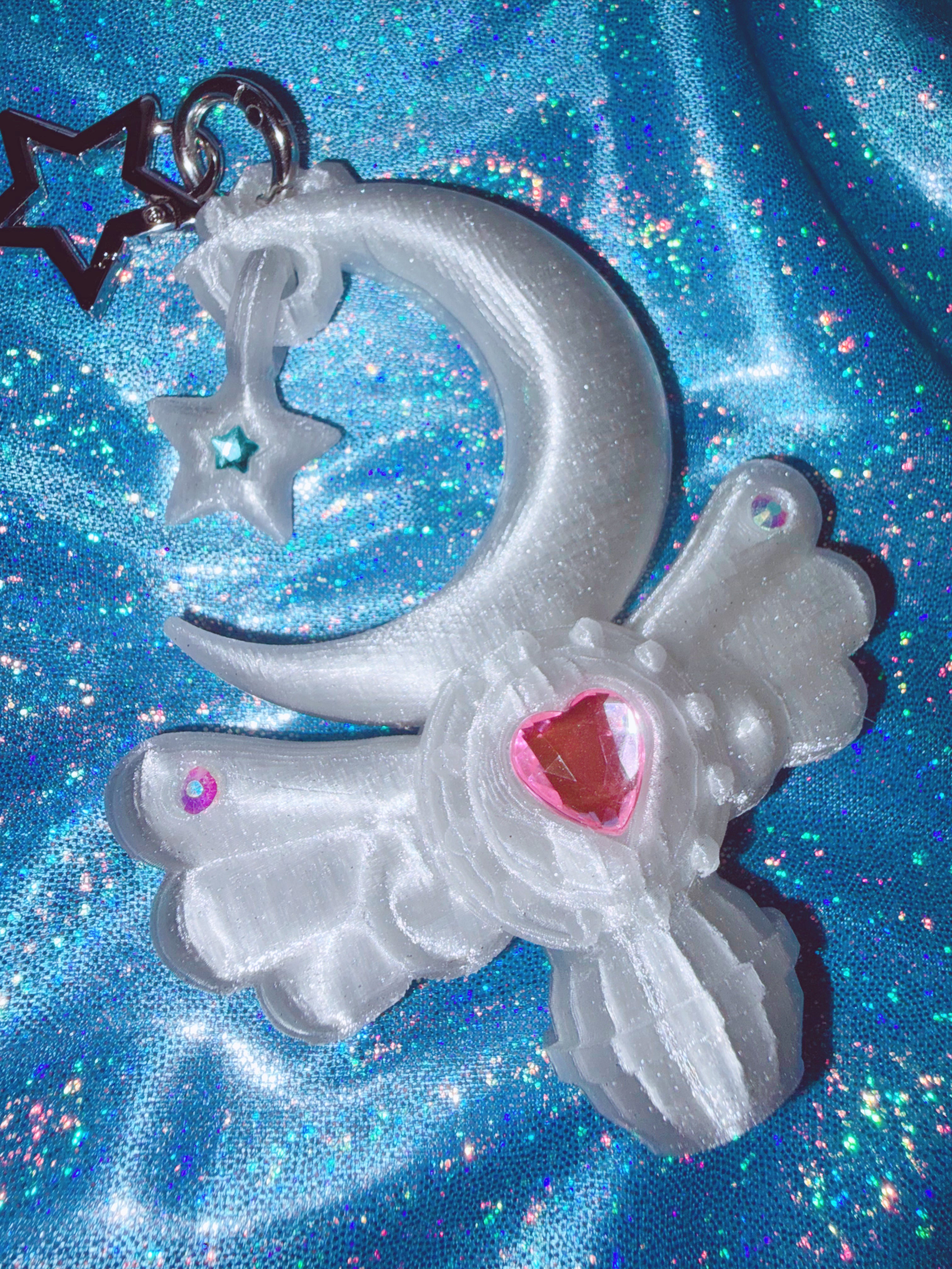 Chubby Charms Club | Magic Moon Wand 3D-Print Lip Stick Case - Clear White