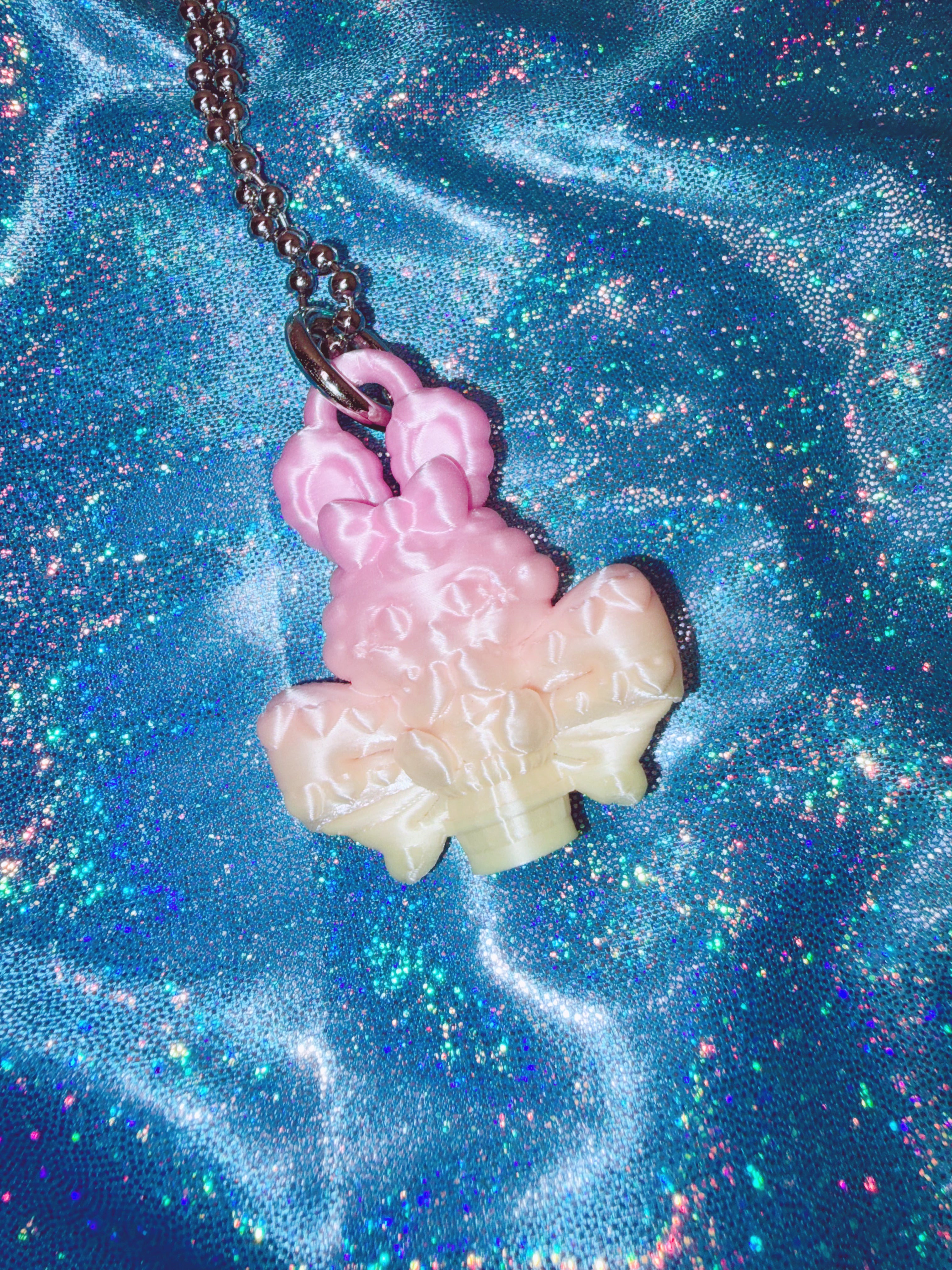 Chubby Charms Club | Magic Bunny 3D-Print Mini Necklace - Pink Gradient