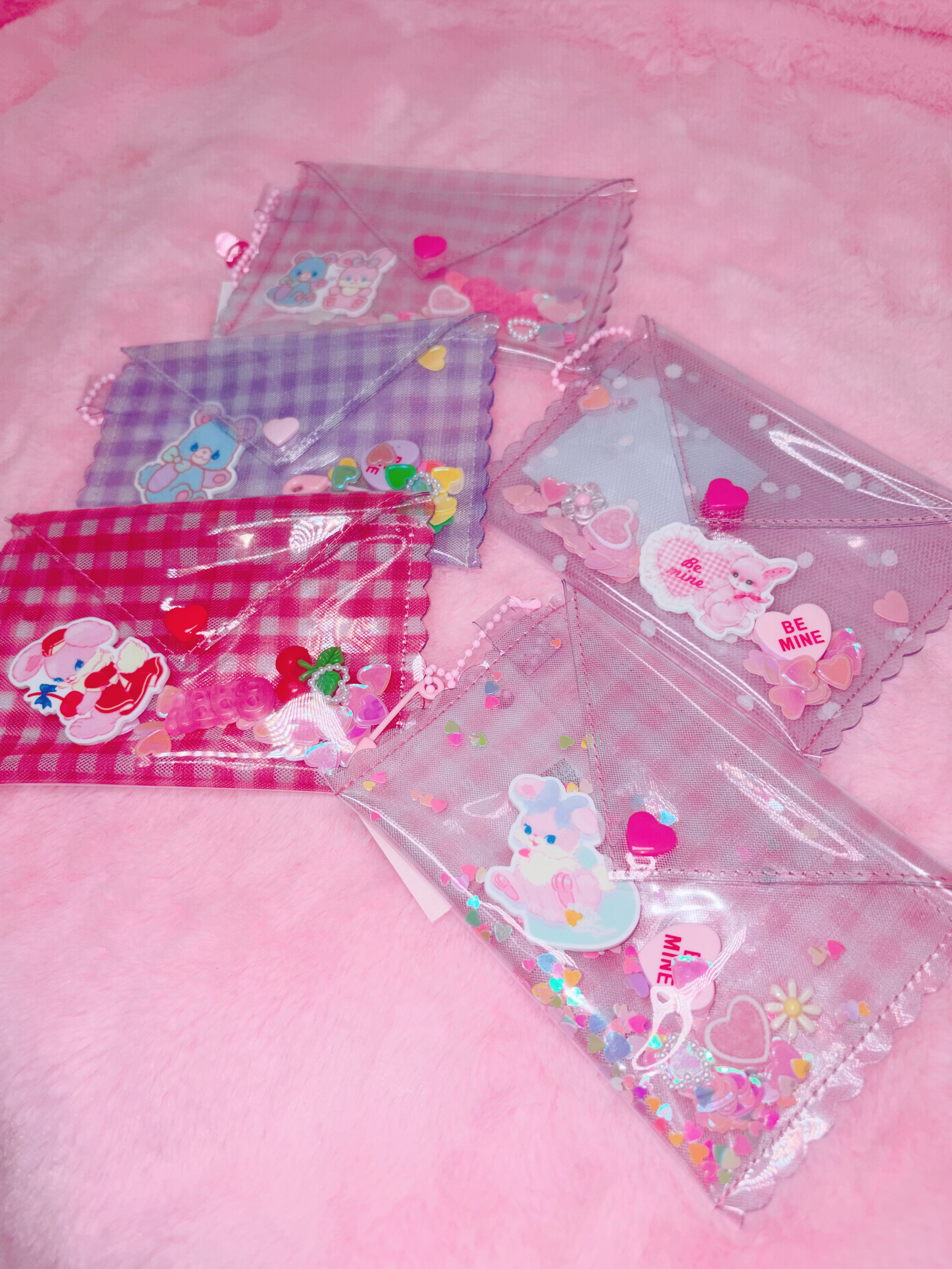 baby31 | Love Letter PVC Card Case (Purple Check)
