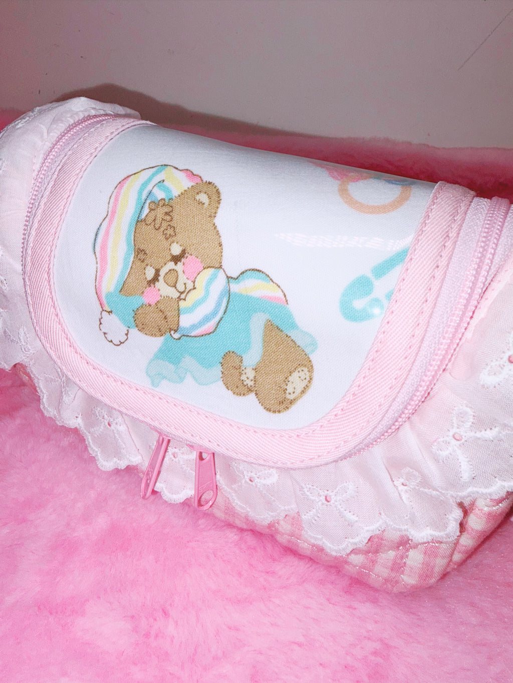 baby31 | Double Fostener Pouch (Pink Bear)