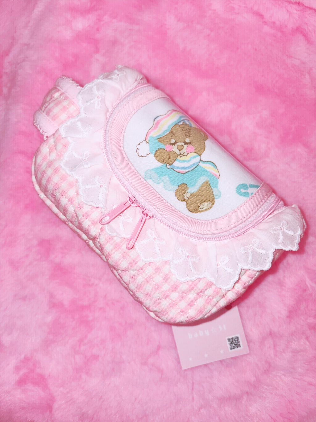baby31 | Double Fostener Pouch (Pink Bear)