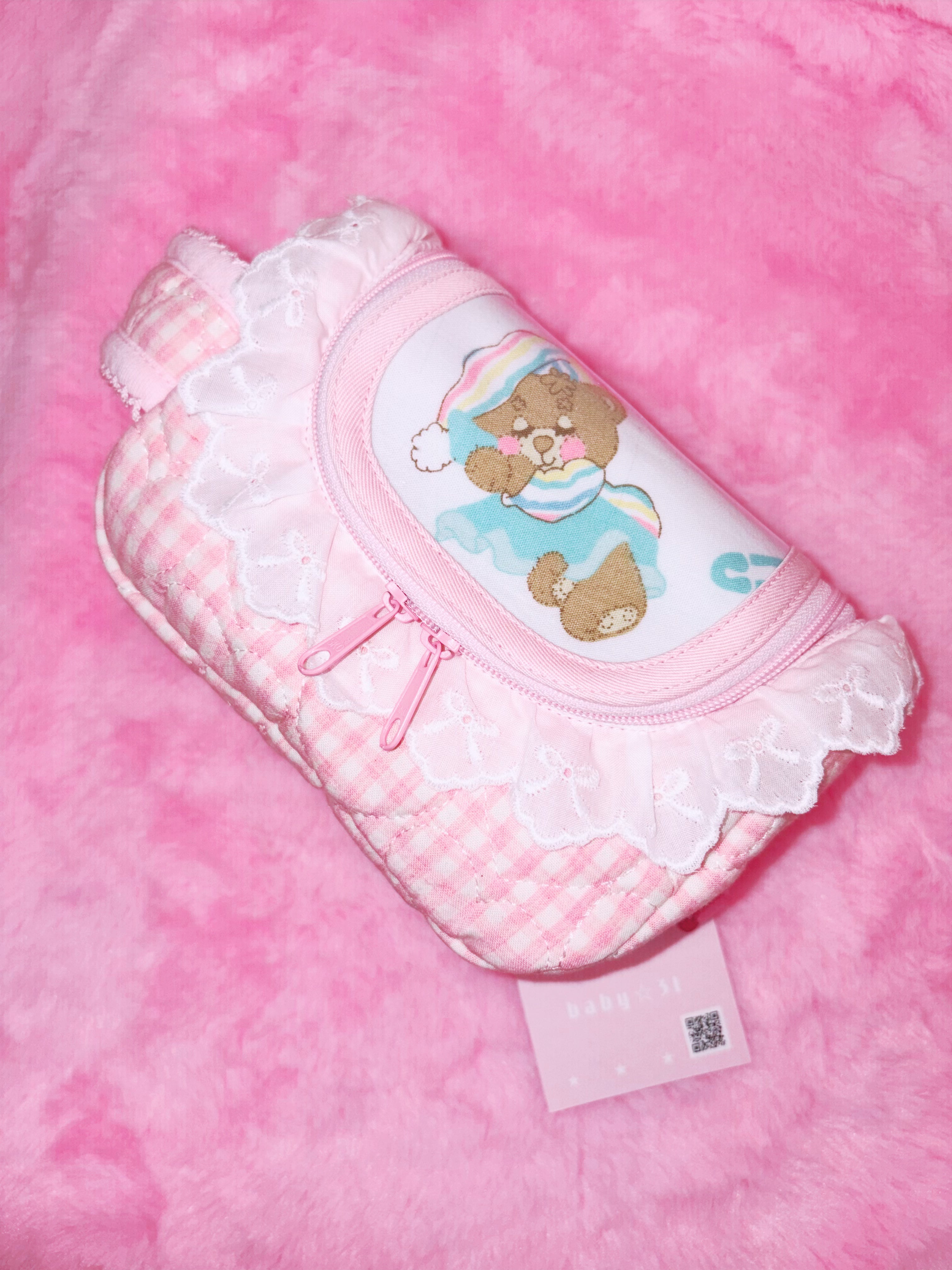 baby31 | Double Fostener Pouch (Pink Bear)