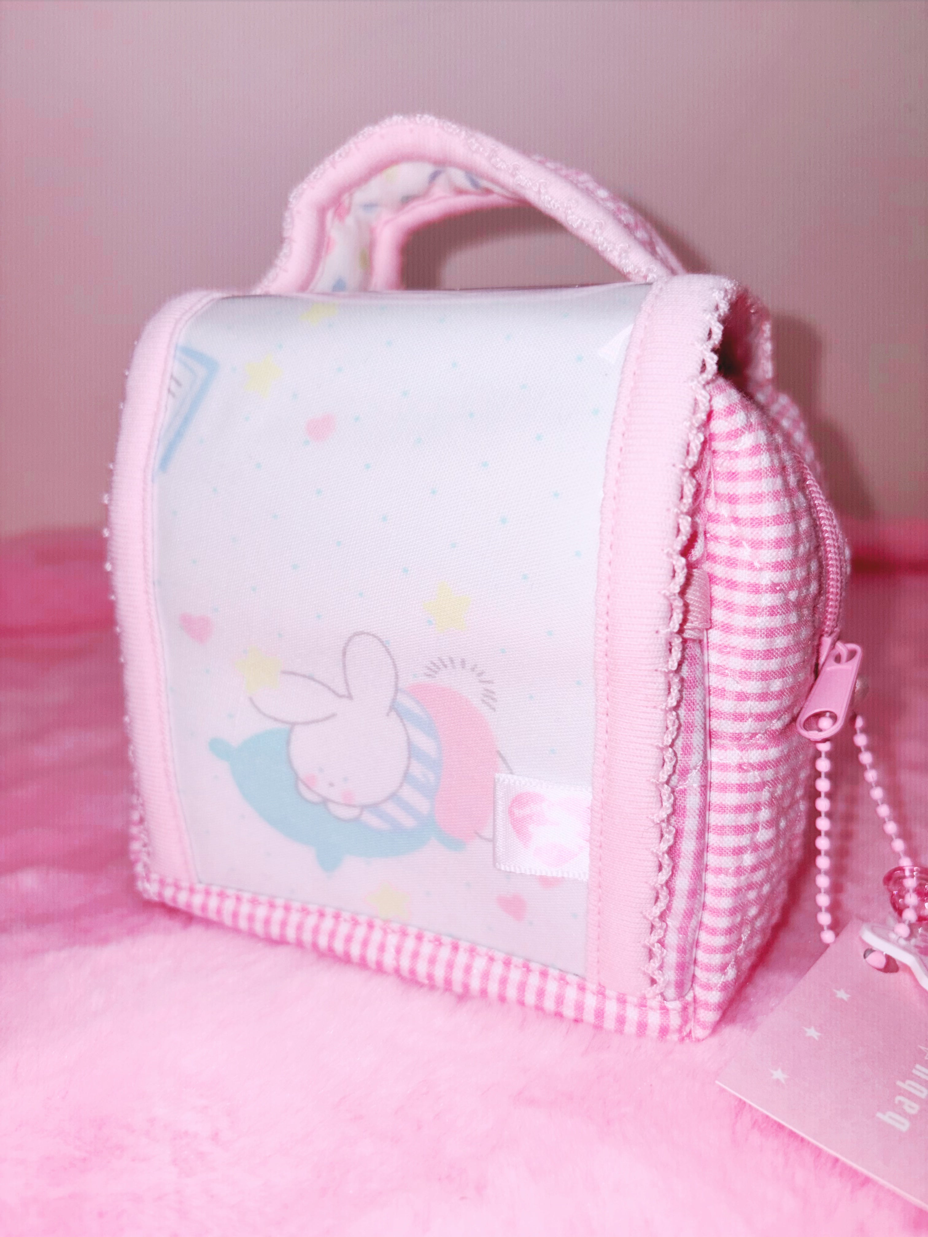 baby31 | Mini Box Pouch (Pink Check Rabbit)