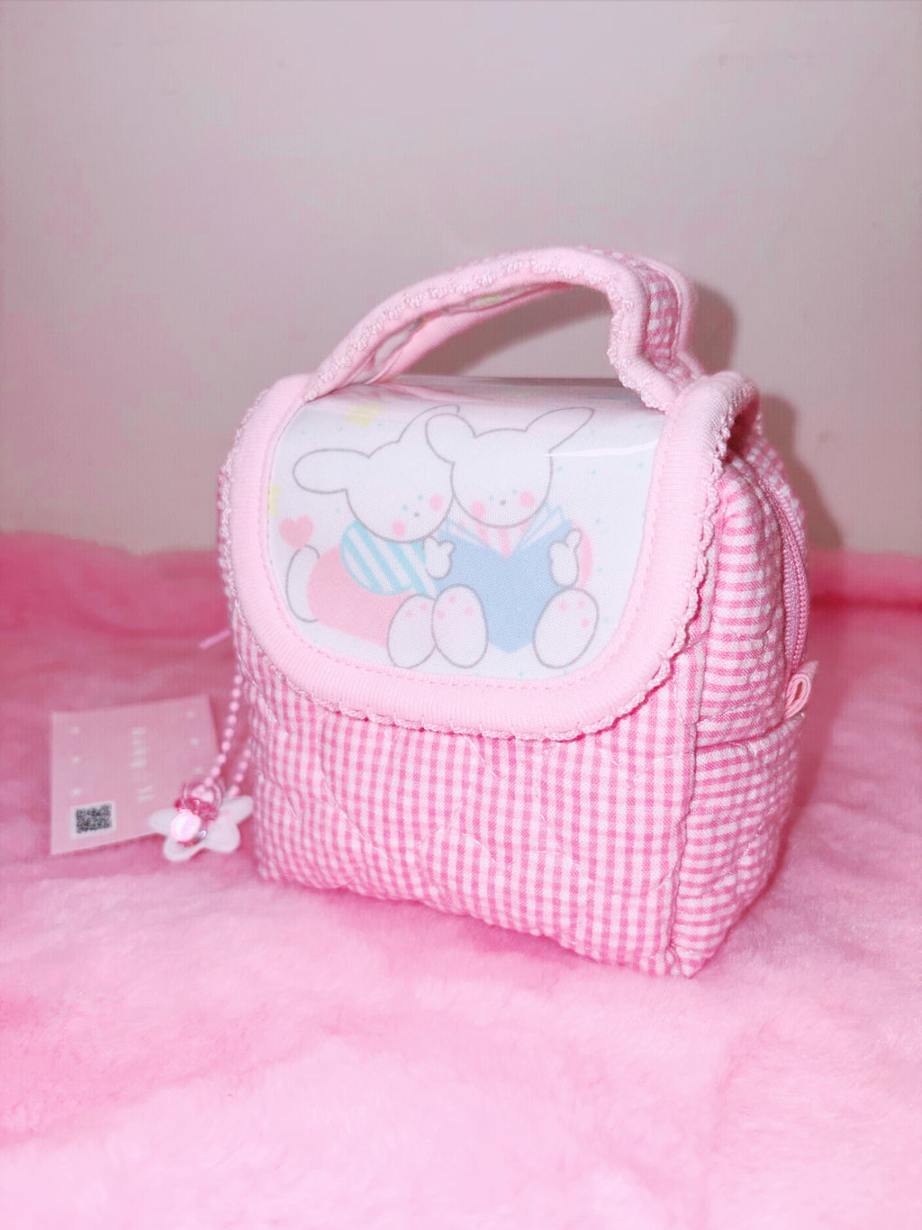 baby31 | Mini Box Pouch (Pink Check Rabbit)