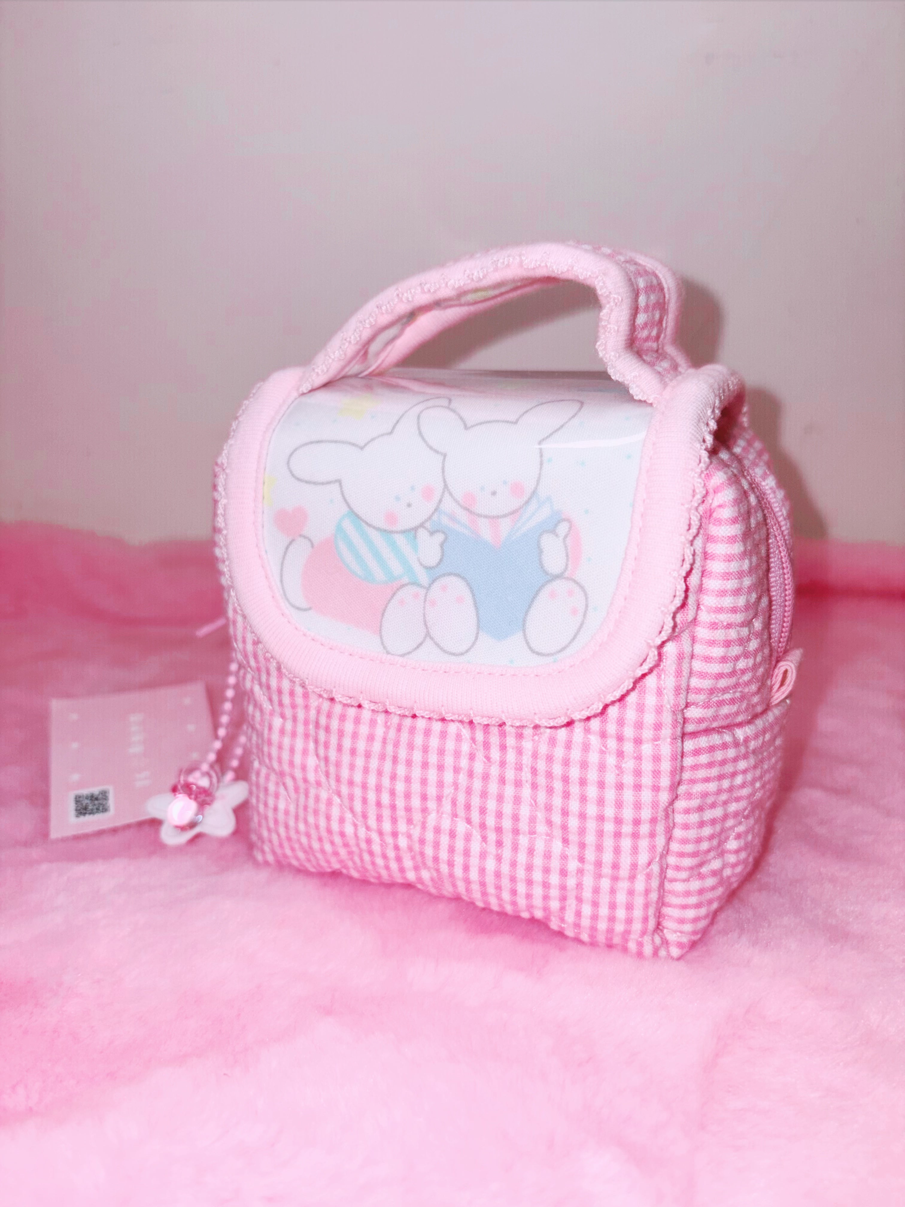 baby31 | Mini Box Pouch (Pink Check Rabbit)