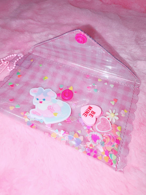 baby31 | Love Letter PVC Card Case (Pink Check Rabbit)